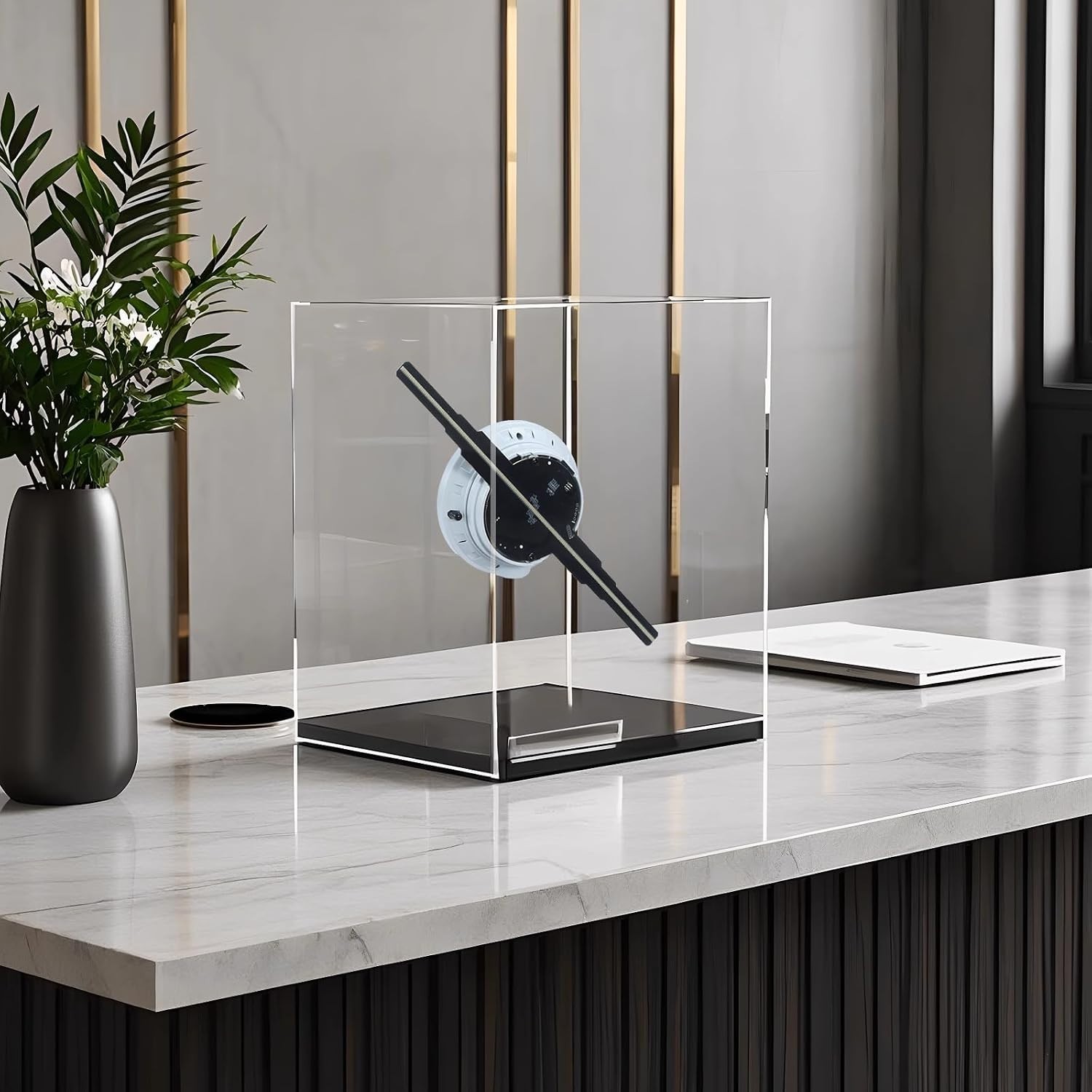 9.1&Prime; Hologram Fan: App-Controlled 3D Display with LED Lights for Trade Shows