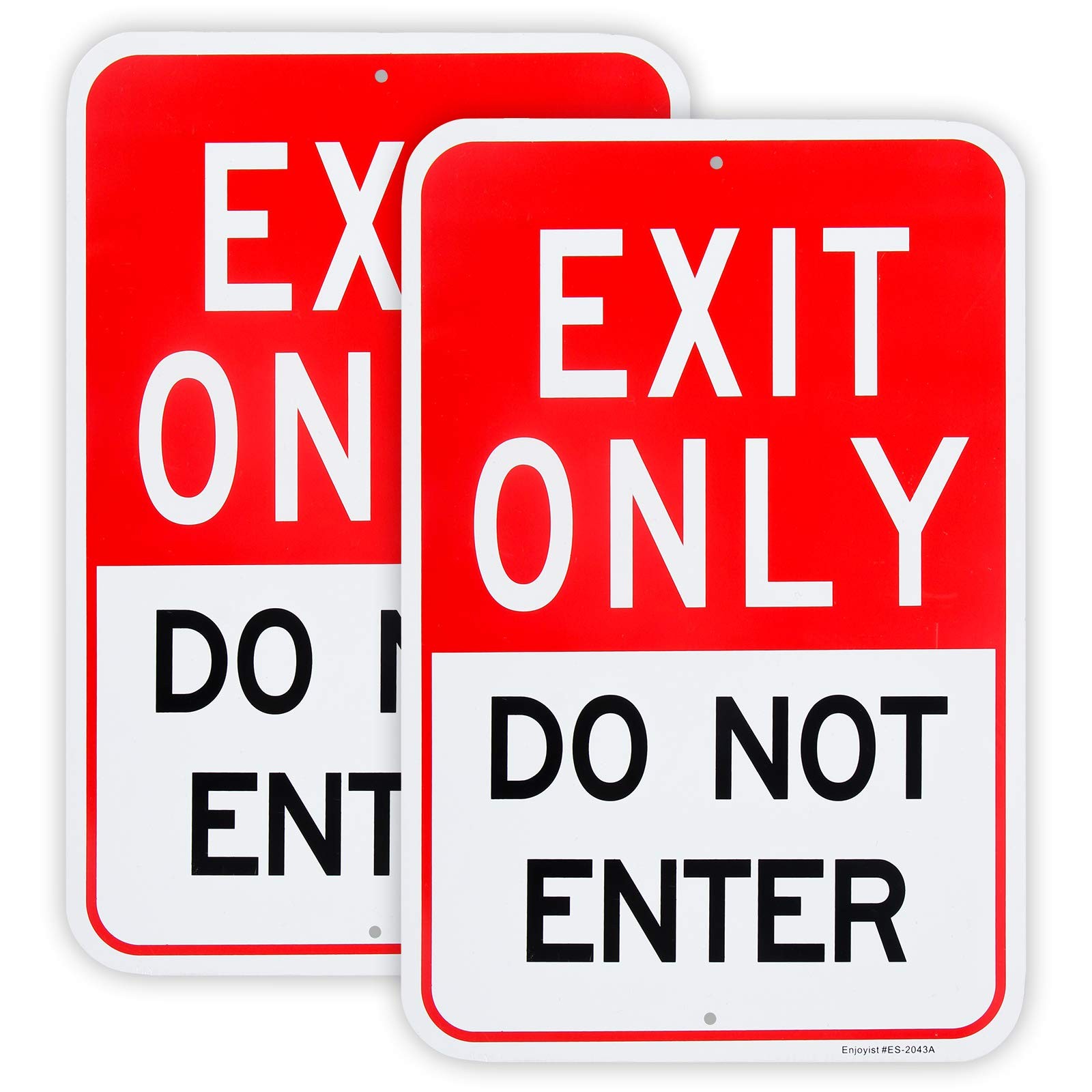 2-Pack 18×12 Exit Only Do Not Enter Sign, .04 Reflective Aluminum, Rust Free