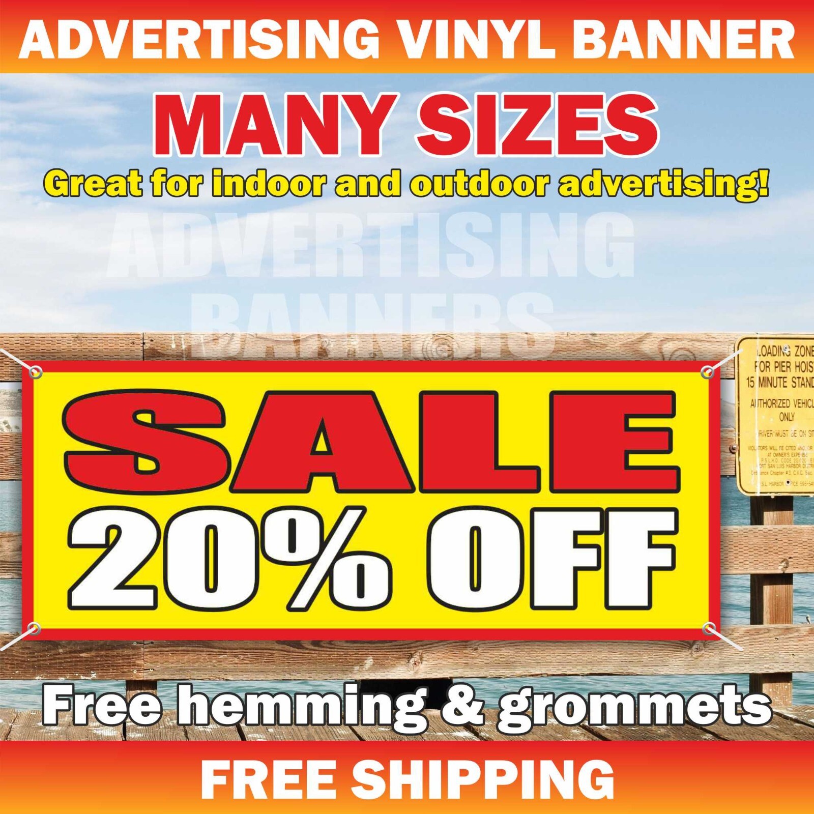 SALE 20% OFF Advertising Banner Vinyl Sign clearance holiday discount deal event