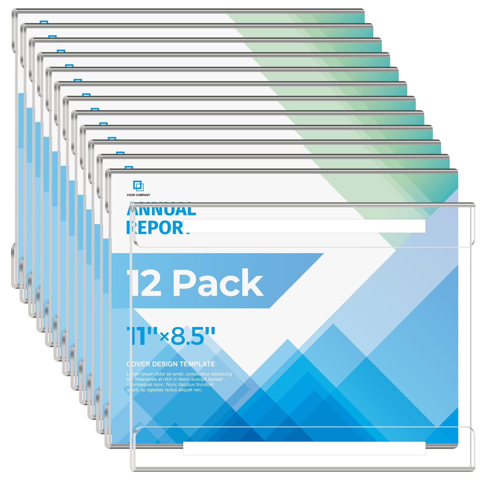 12 Pack 11×8.5 Acrylic Sign Holder Wall Mount, inches, Clear