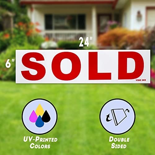 6 Pack Real Estate Rider Signs 6×24&Prime; – For Sale, Open House, Sold, New Listing –