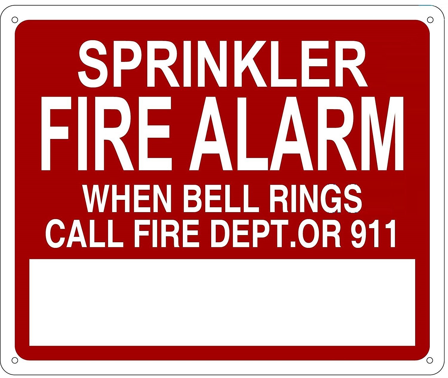 SPRINKLER FIRE ALARM-WHEN BELL RINGS CALL FIRE( Aluminium 10X12 inch)-REF24-1027