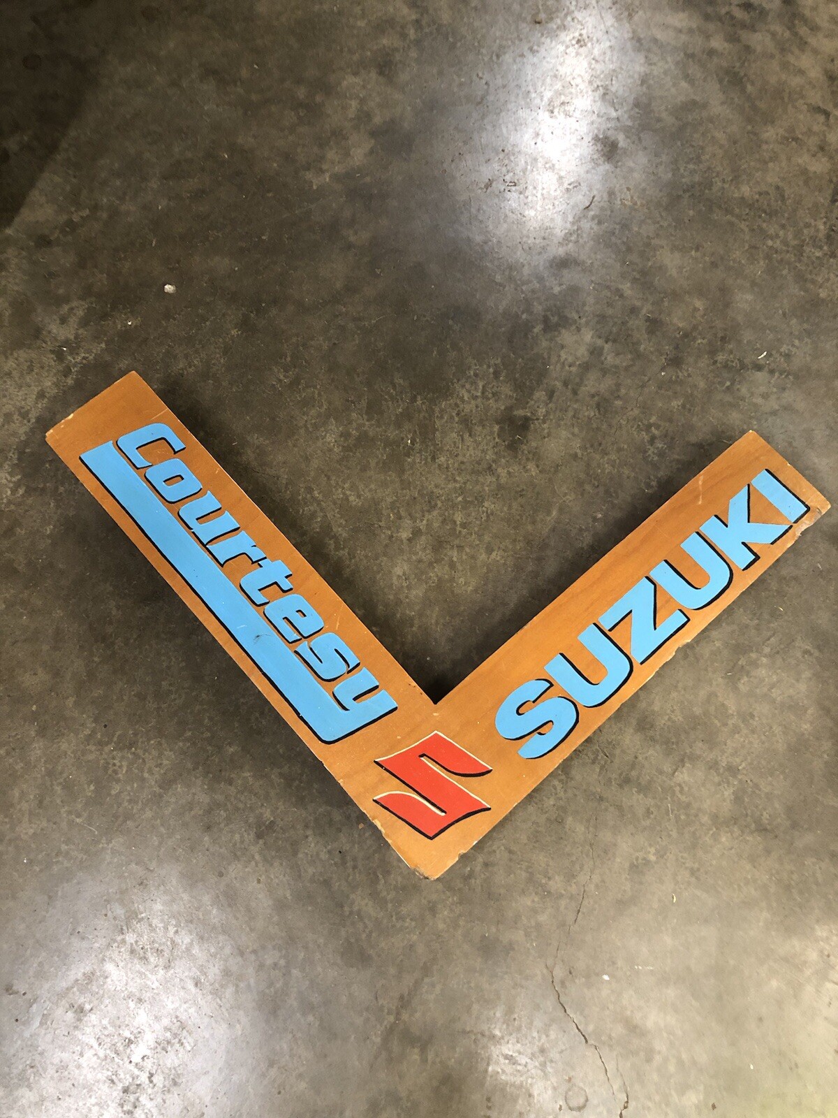 Vintage Dealer Courtesy SUZUKI MOTORCYCLE WALL Sign Real rare PNW FACTORY Suzuk
