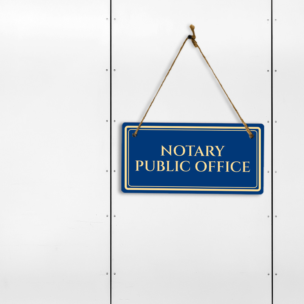 Notary Public Office 5&Prime; x 10&Prime; Hanging Wall or Door Sign