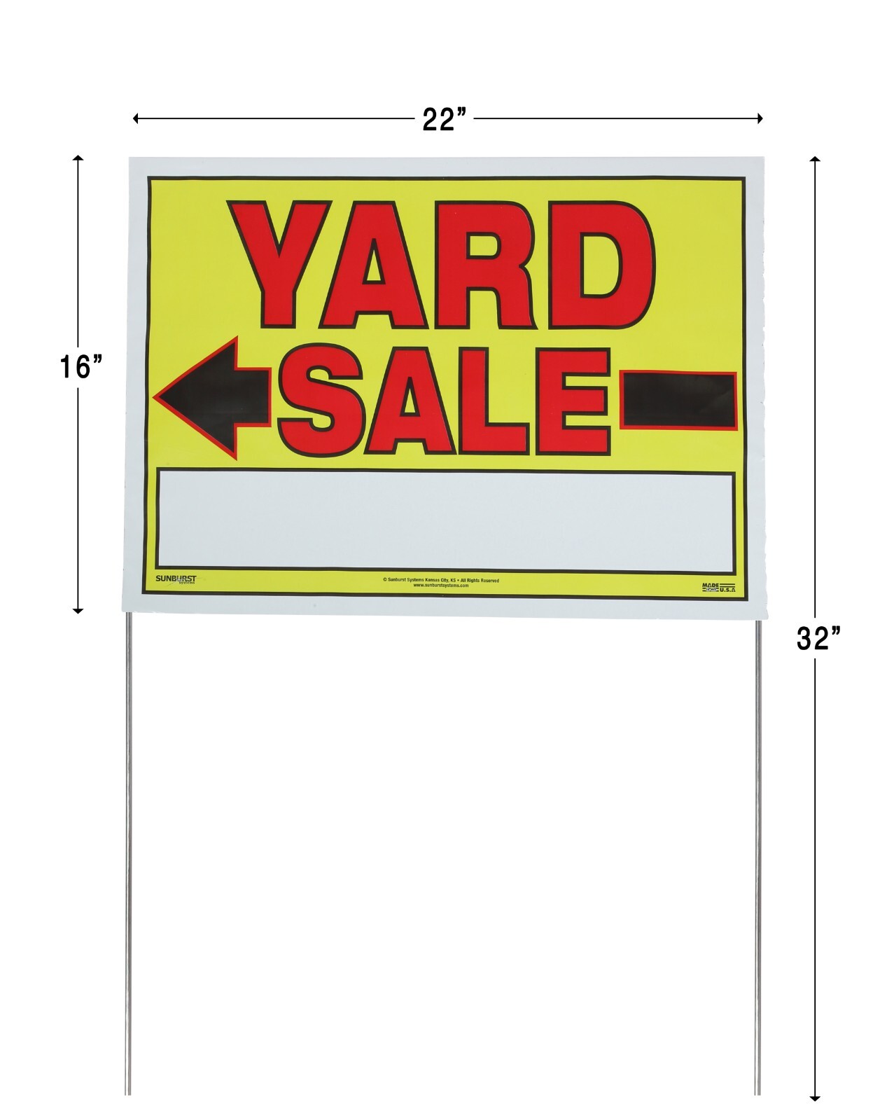Yard Sale Sign W/ Stake, 22&Prime; x 32&Prime; Fully Assembled with Metal Stake, 10 pack