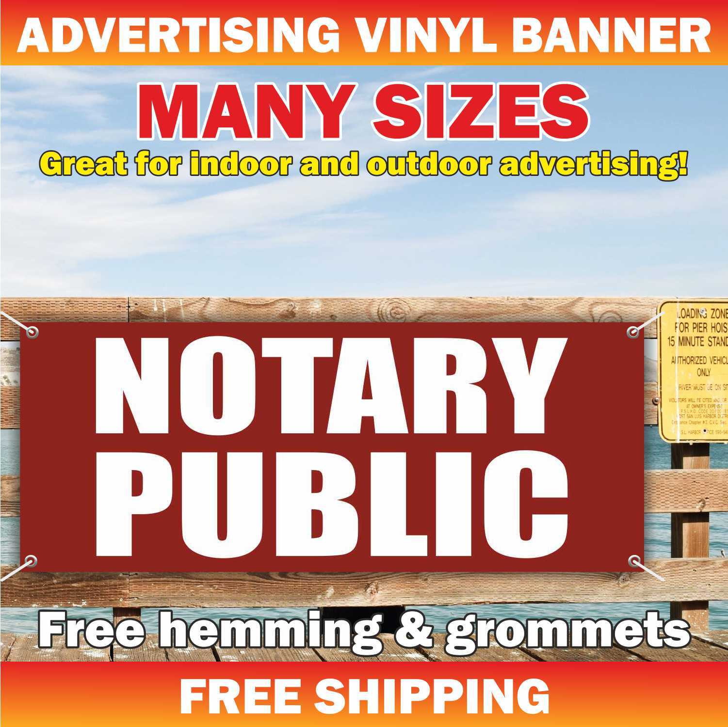 NOTARY PUBLIC Advertising Banner Vinyl Mesh Sign Lawyer Defense document license