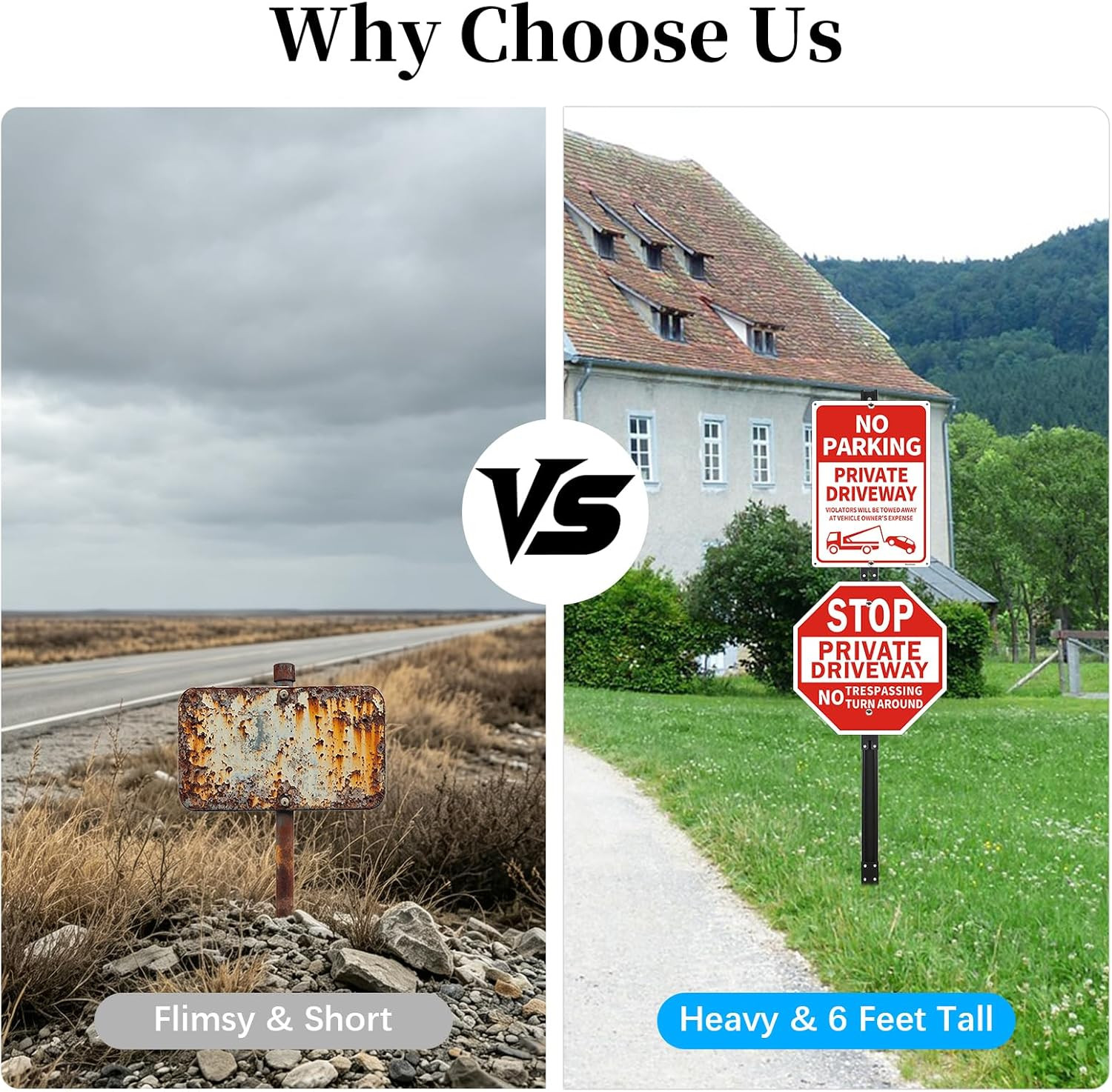 Heavy Duty 6 Ft Yard Sign Stakes – Rust-Proof Outdoor Sign Holder Stand