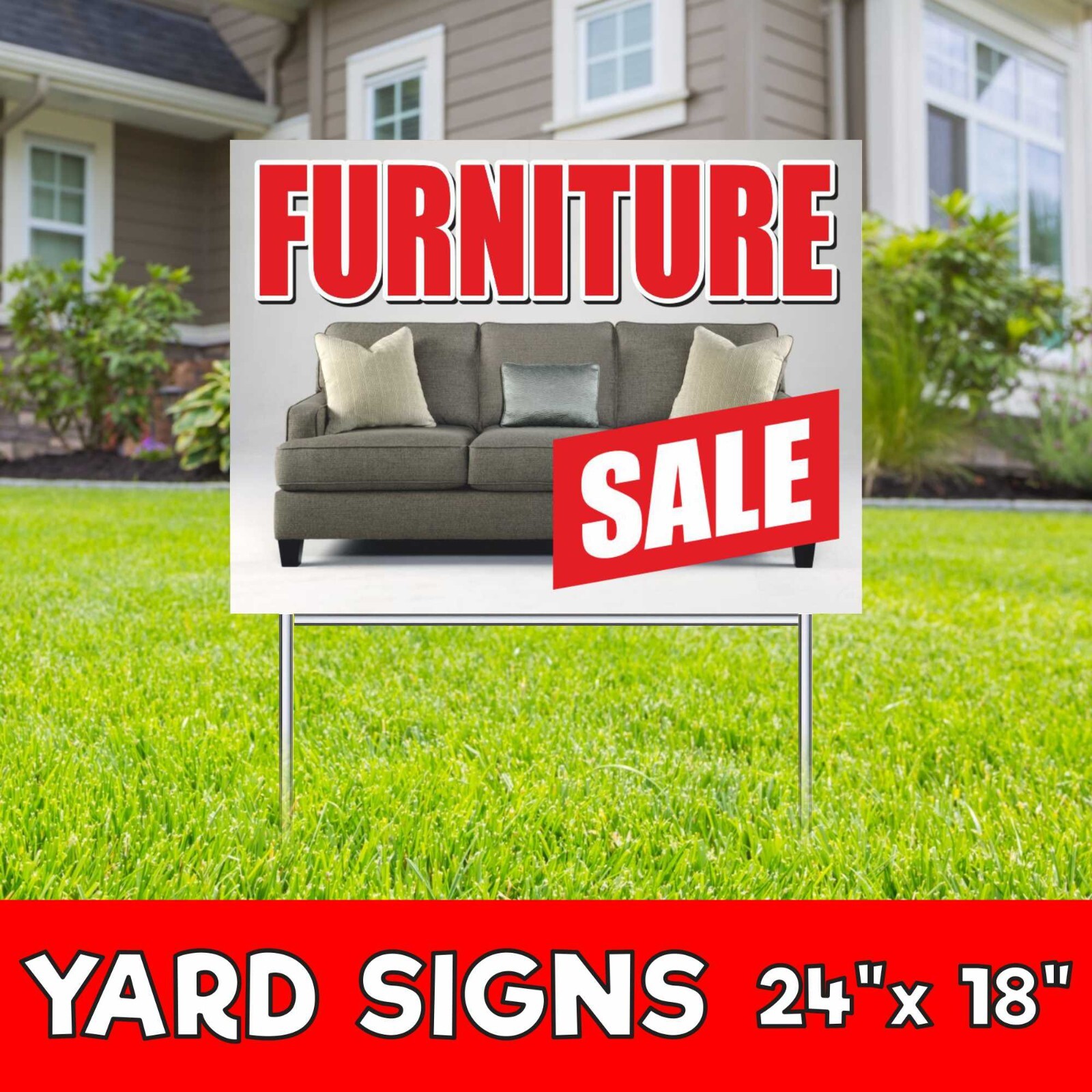 FURNITURE SALE Yard Sign Corrugate Plastic with H-Stakes Sofa Mattress Bed Bath