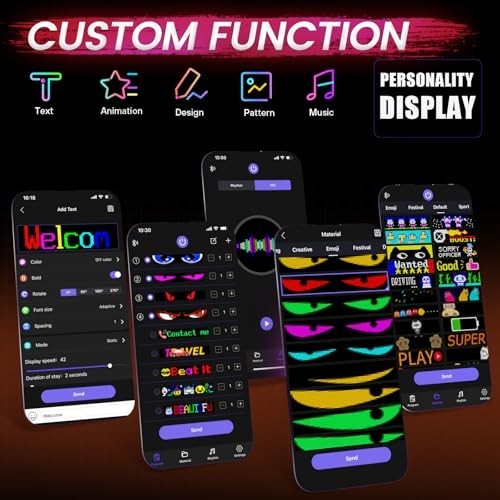 Programmable LED Car Eyes 15×4 Full Color Scrolling Text Sign Bluetooth APP
