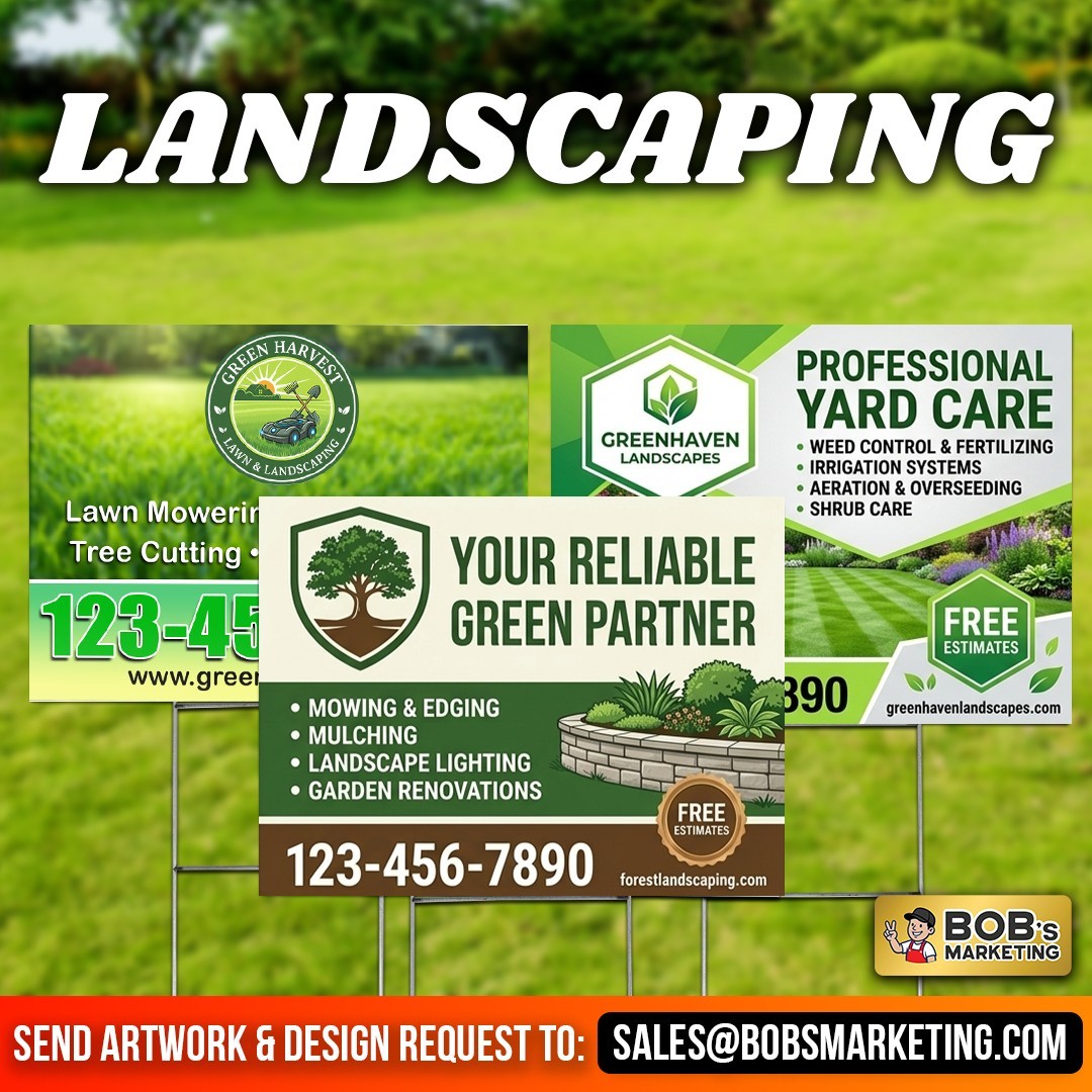 20 Pack Custom Yard Signs 24×18 Full Color Wholesale Printing + Metal H Stakes