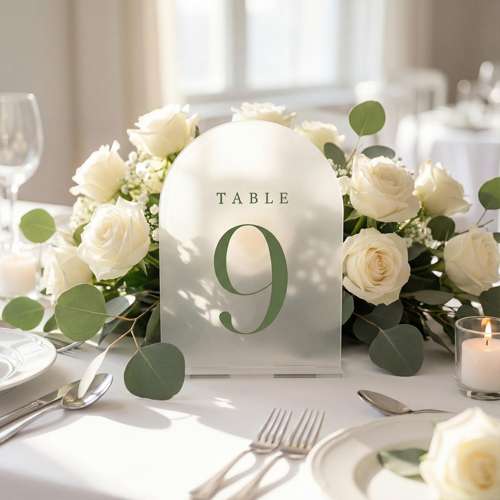 Numbers 120 Gold Frosted Arch Acrylic Wedding Table Sign Stands 5×7 Inch