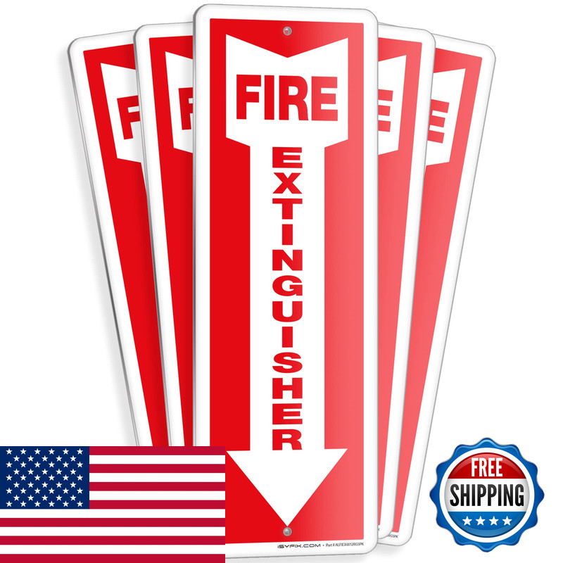 Isyfix Fire Extinguisher Aluminum Signs 5 Pack 4X12 Inch Laminated For Ultimate