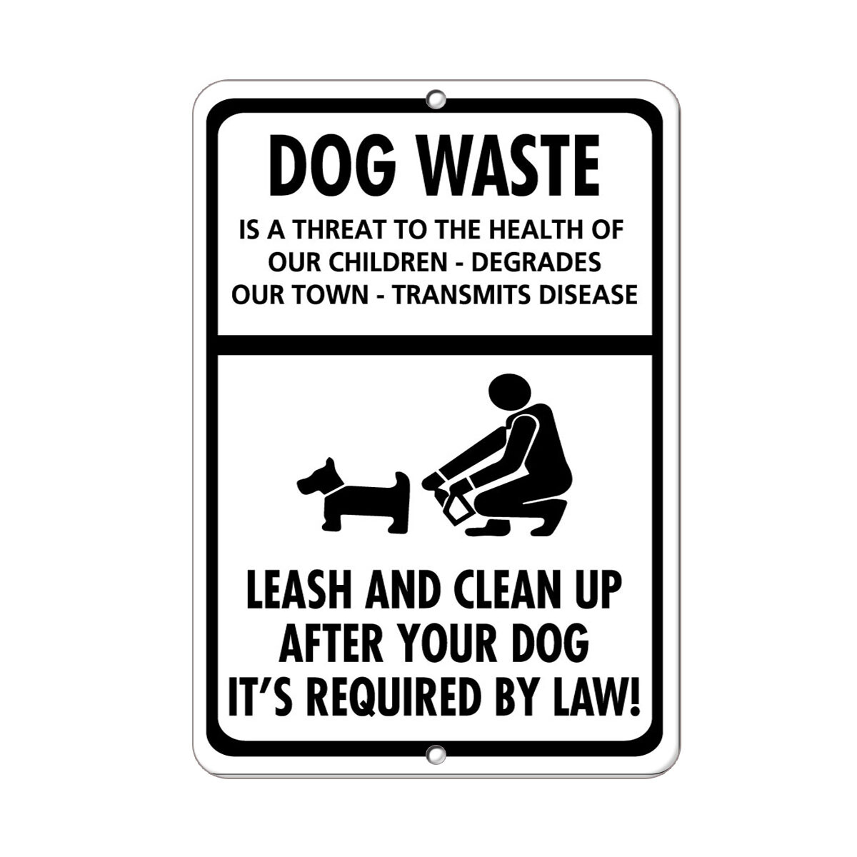 Vertical Metal Sign Multiple Sizes Dog Waste Is A Threat to Health Our Children
