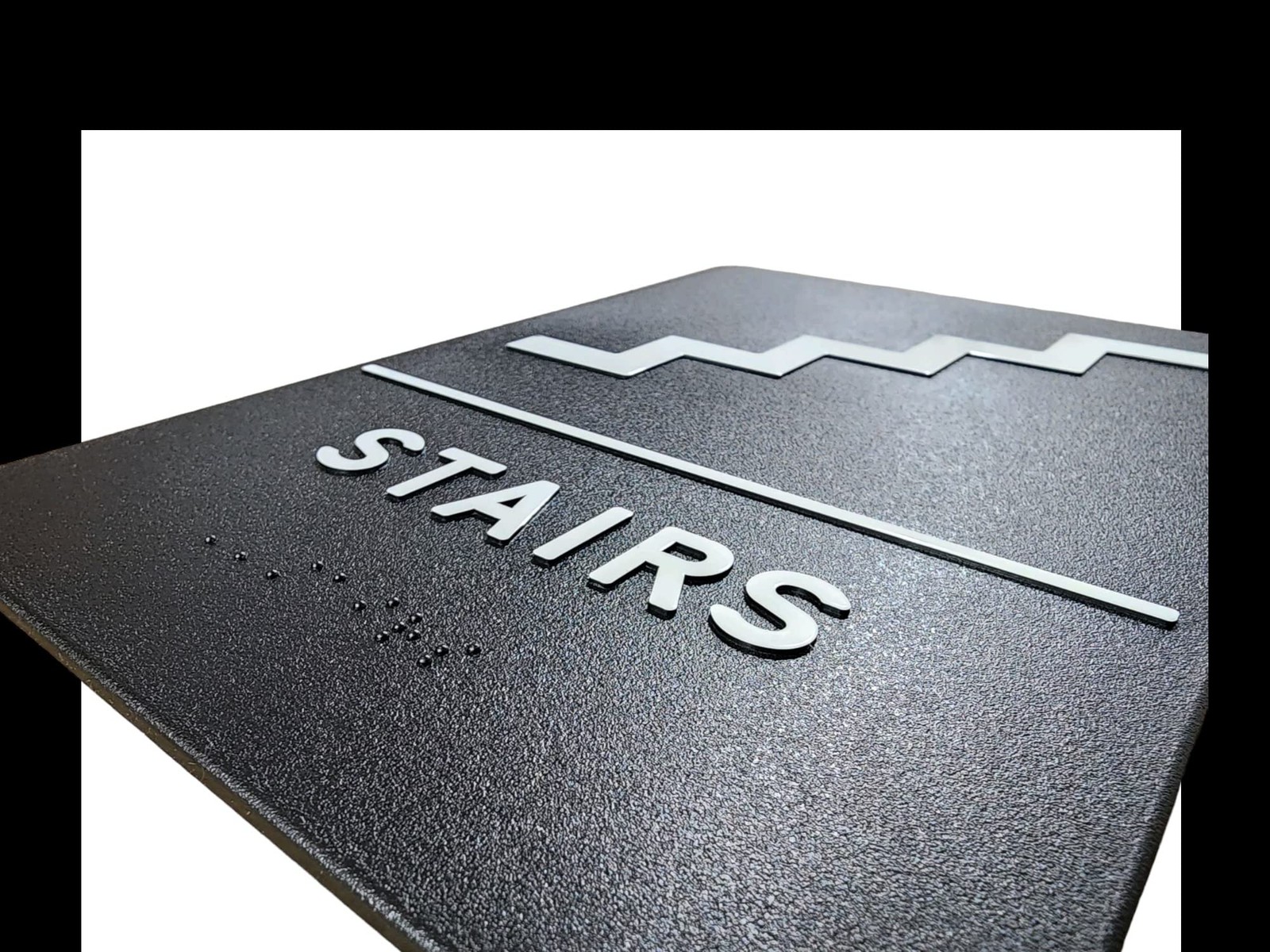ADA Braille Stair Sign 6×9 Inch White On Black Tactical Signage