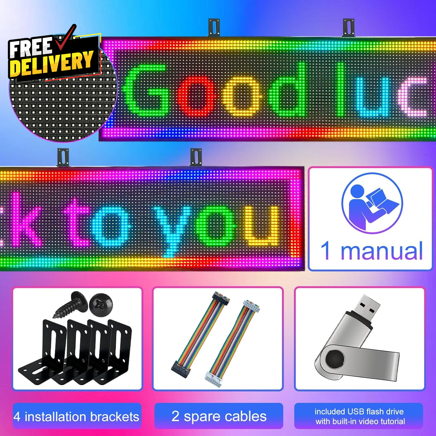 26×14 Programmable Scrolling LED Sign Waterproof Digital Display Board for Wall…