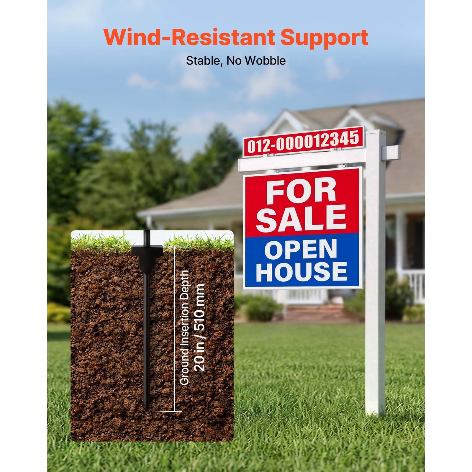 Uimoso 6 ft PVC Real Estate Sign Post for Outdoor Yard Display