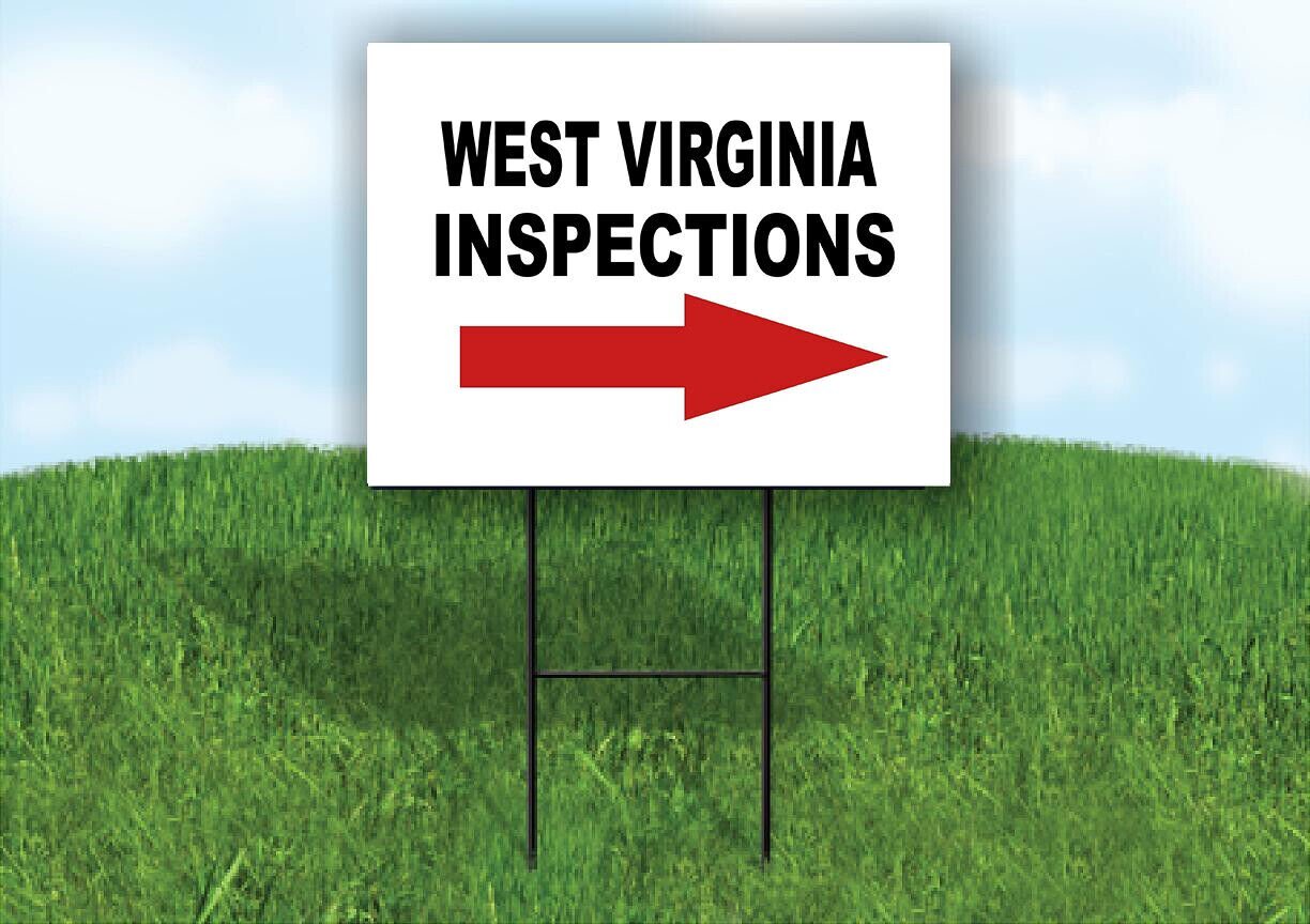 INSPECTIONS RIGHT ARROW RED_ WEST VIRGINIA Yard Sign with Stand LAWN SIGN