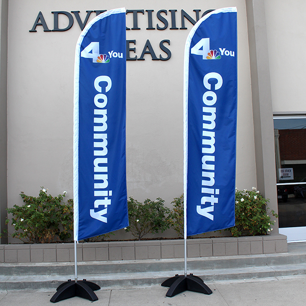 15&prime; Regular Print Custom Swooper Advertising Flag Feather Banner + Pole & Spike