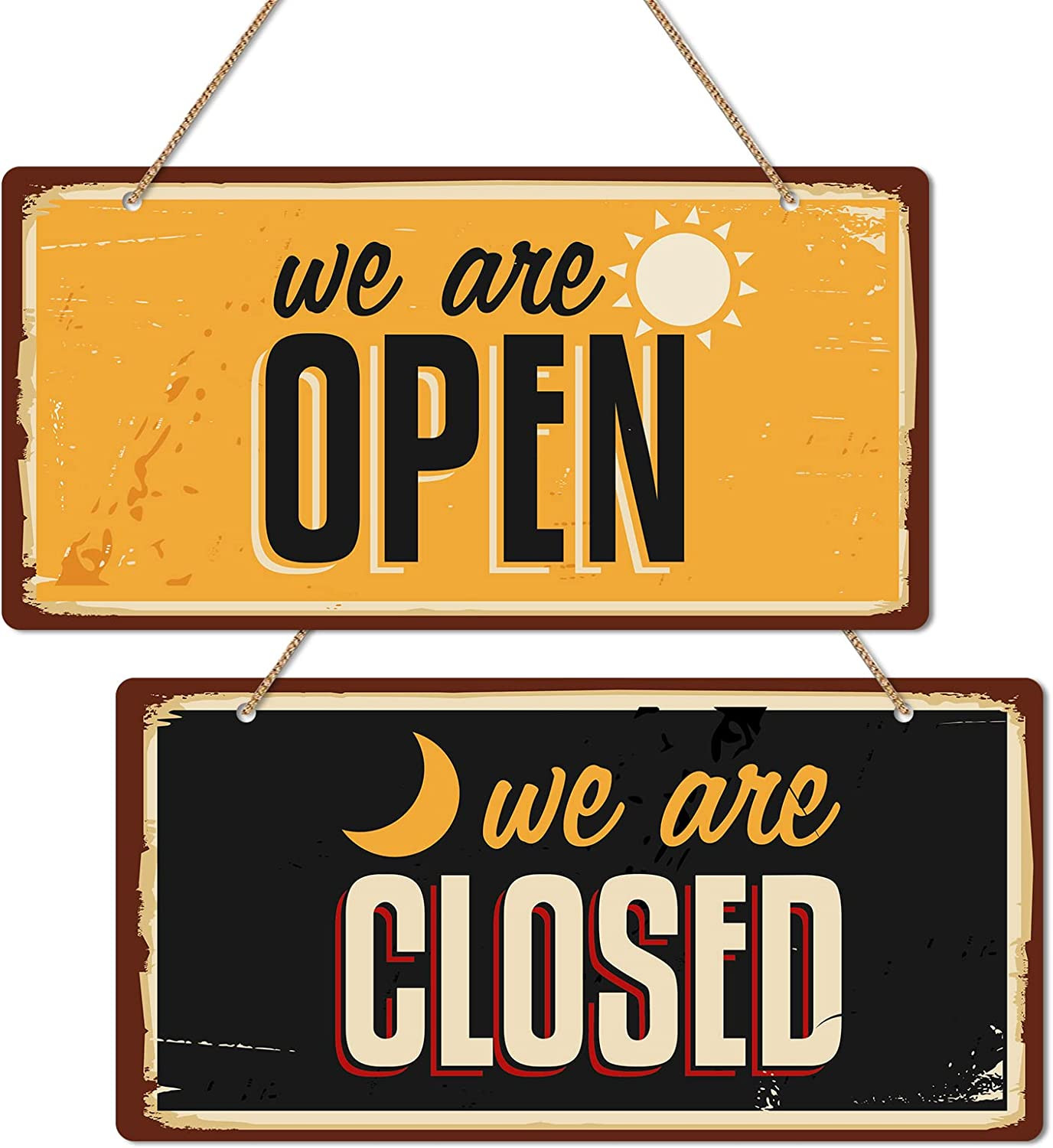 Double Sided Open/Closed Signs – 12&Prime; x 6&Prime; Business Hours Signs for Window/Door