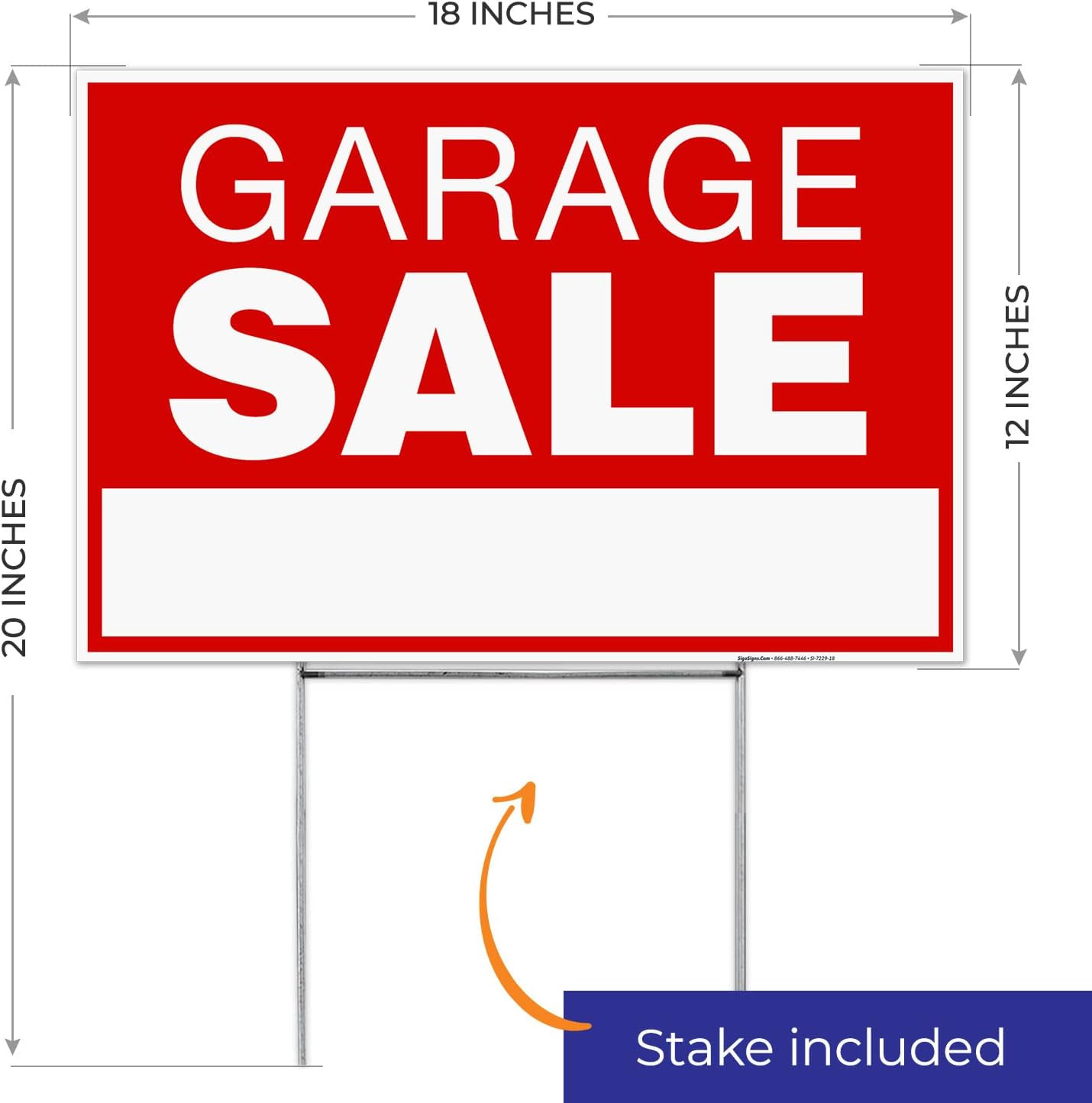 Garage Sale with Right and Left Arrows Sign, (3 Pack) Double Sided 12X18 Inches,