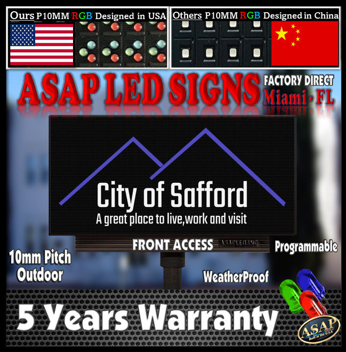 LED Sign Outdoor Board Full Color Programmable 38&Prime; x 38&Prime; – Made in USA