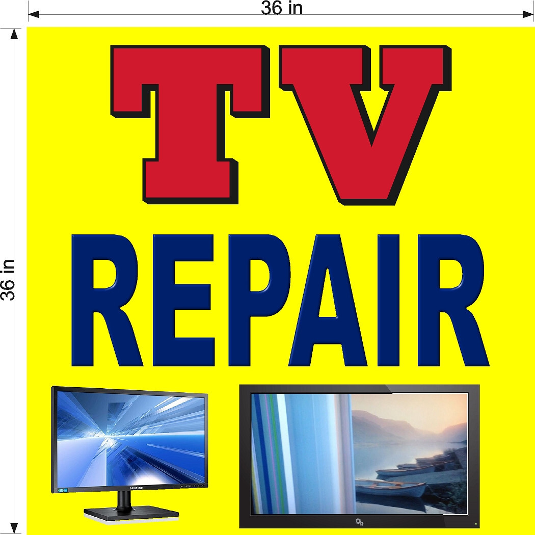 NEW! PERFORATED WINDOW VINYL DECAL 3&prime; X 3&prime; TV TELEVISION / MONITOR REPAIR