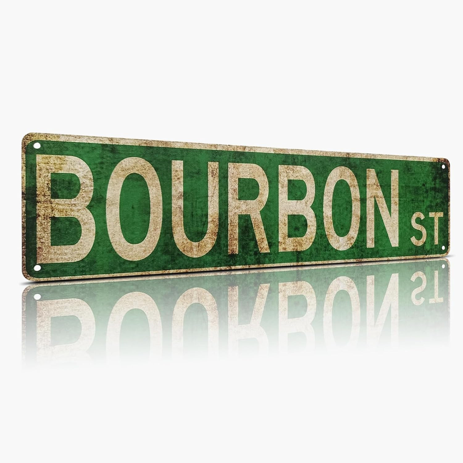 Vintage Bourbon Street Metal Sign 4X15 Inch | Rust-Free Aluminum New Orleans Wal