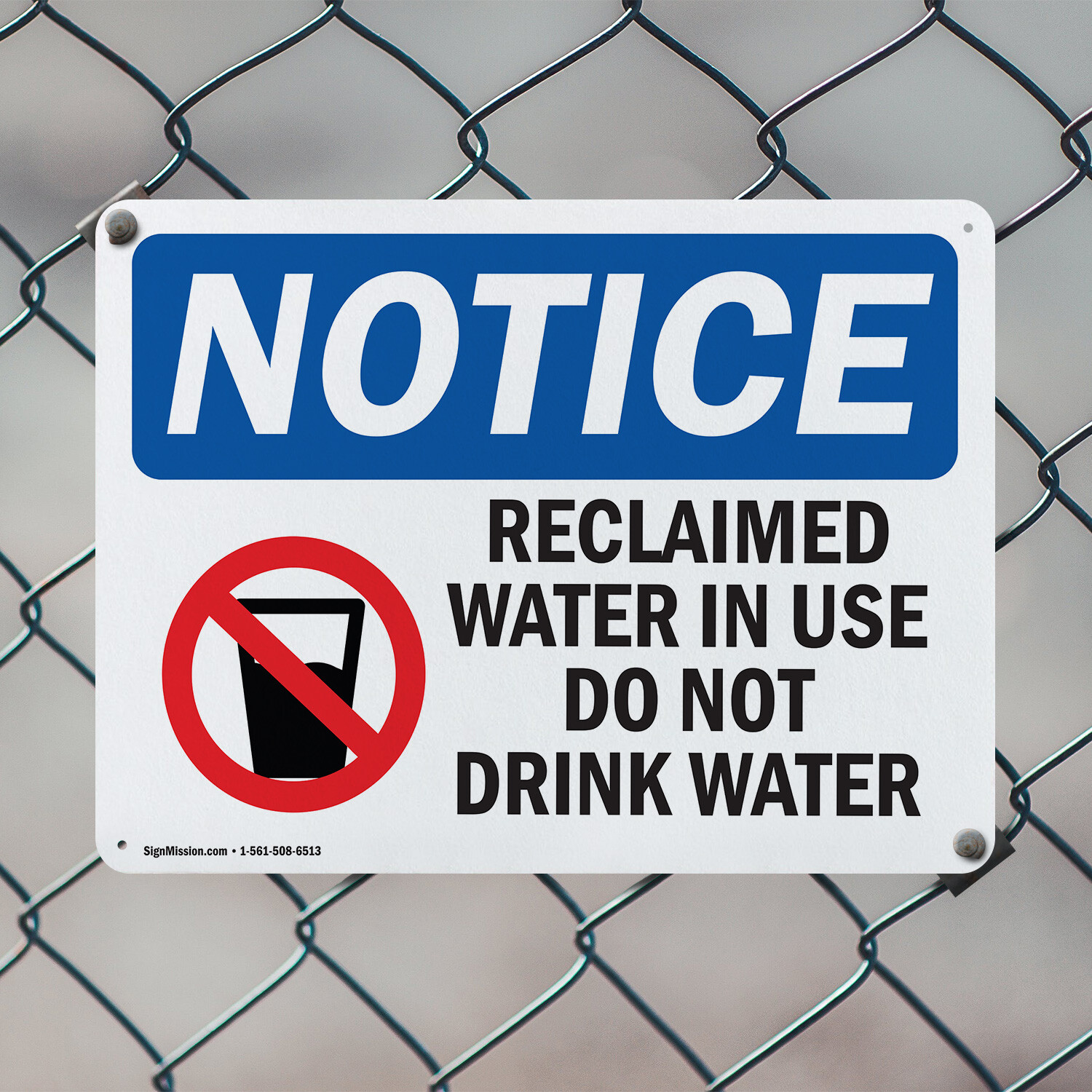 (2 Pack) Reclaimed Water In Use Do Not OSHA Notice Sign Decal Metal Plastic