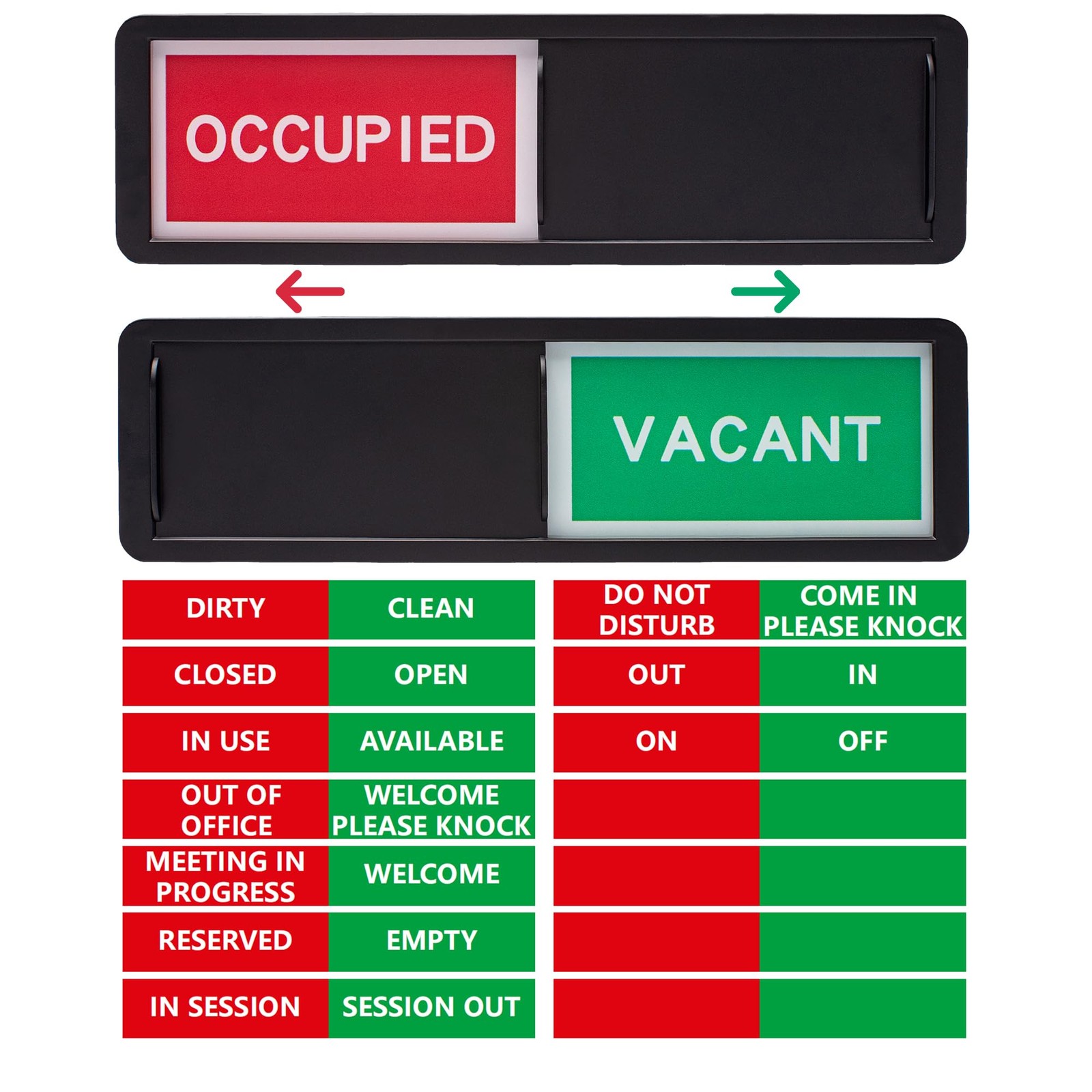 Vacant Occupied Custom Privacy Door Sign –Reserved, Do Not Disturb, Out of Of…