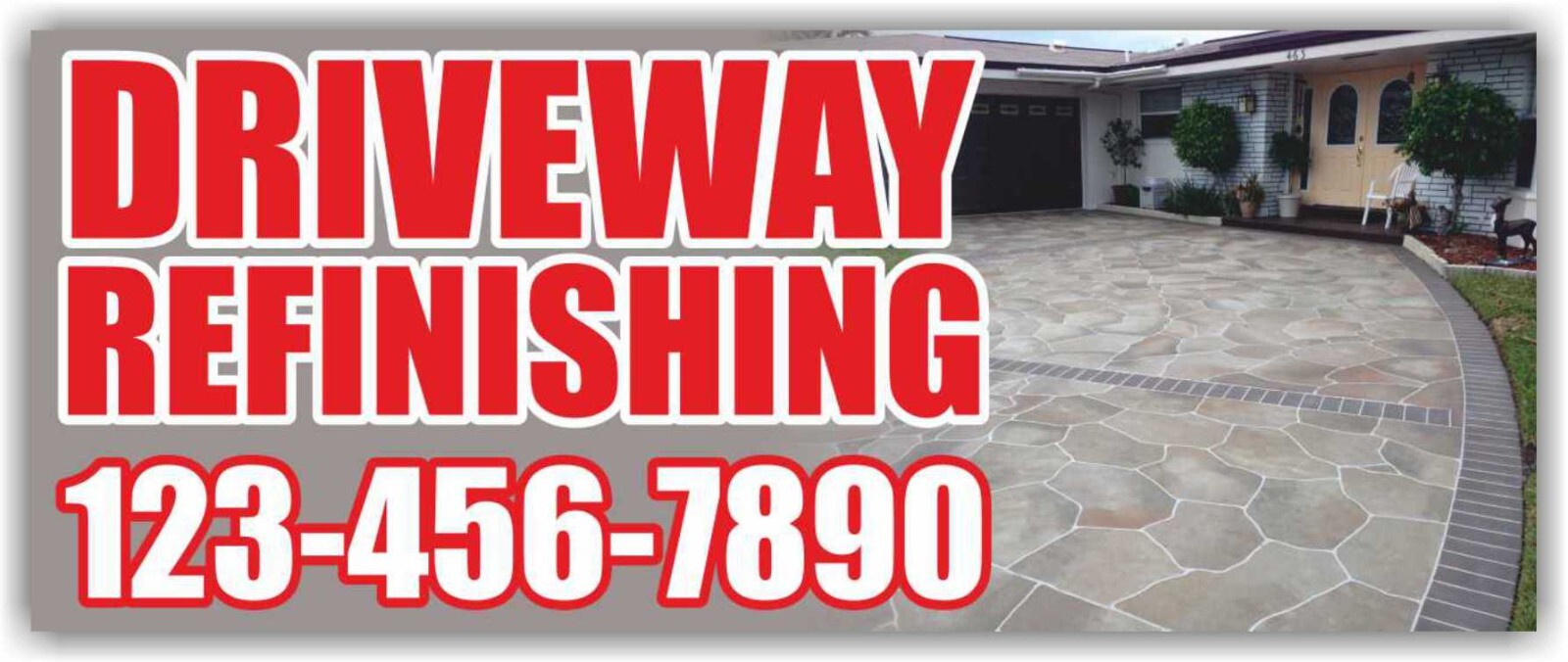 DRIVEWAY REFINISHING Advertising Banner Vinyl Mesh Sign Paving stones Road Tile