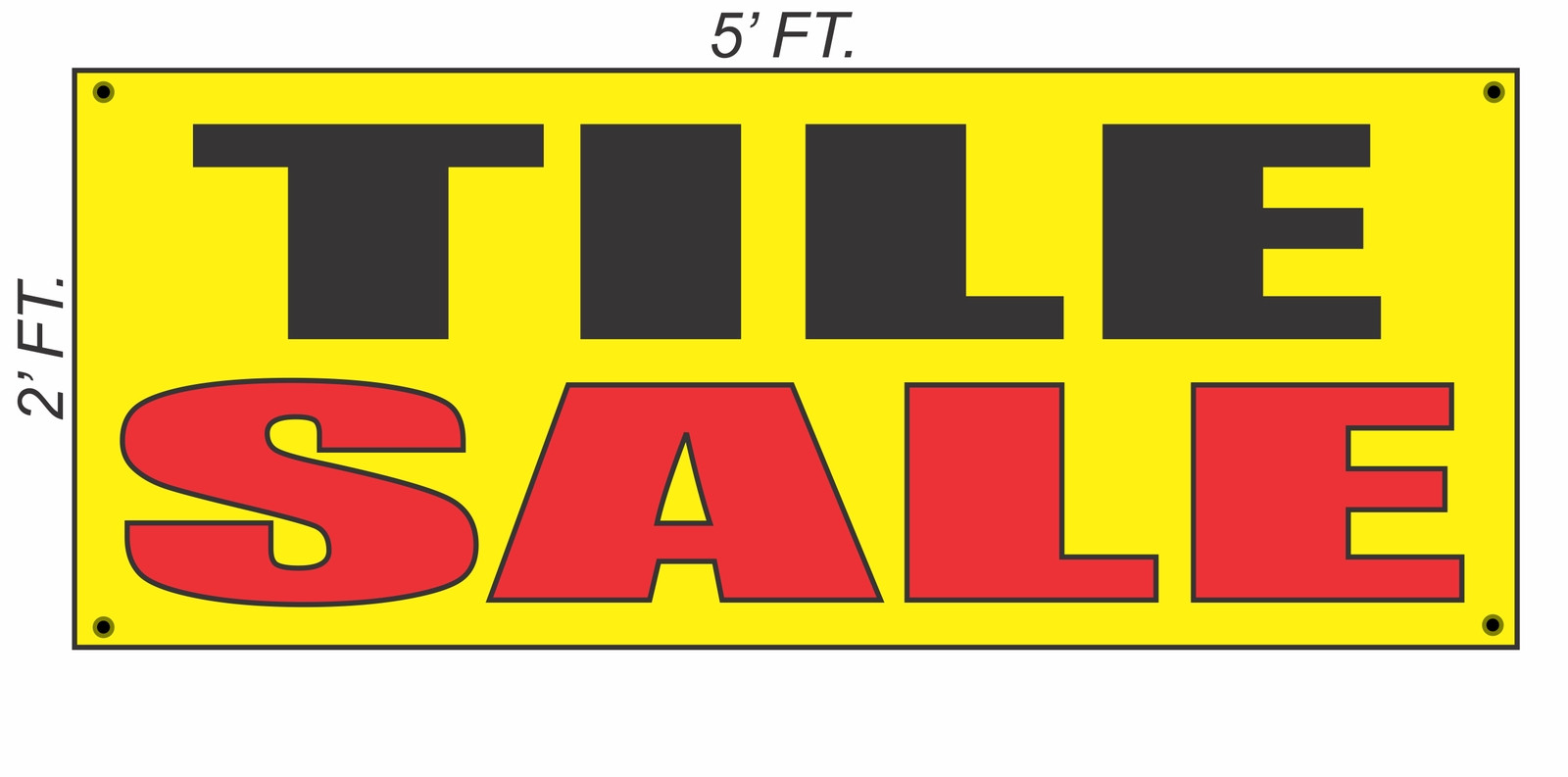 TILE SALE Banner Sign Yellow with Red & Black 2×5
