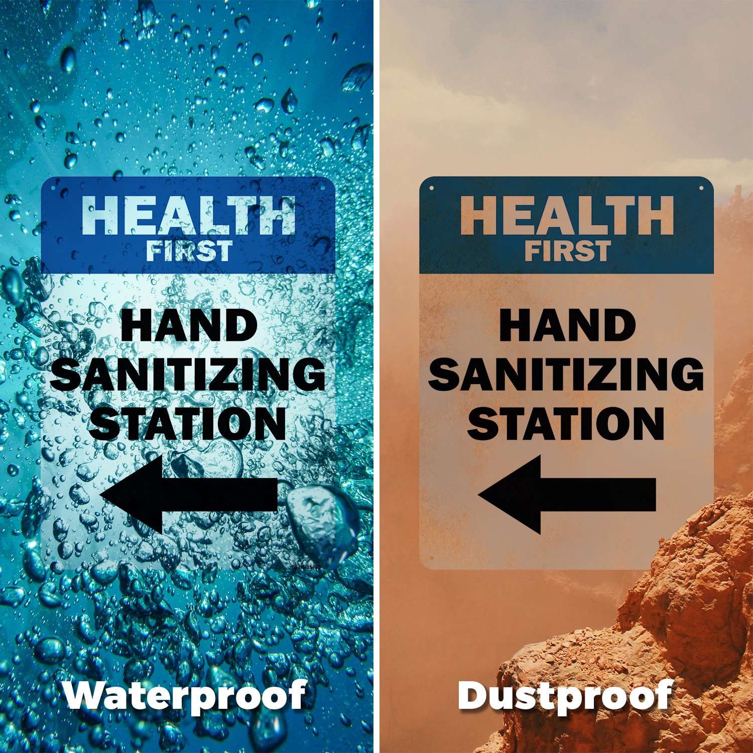 Health First Hand Sanitizing Station Left Arrow Public Safety Sign 5/10 Pack