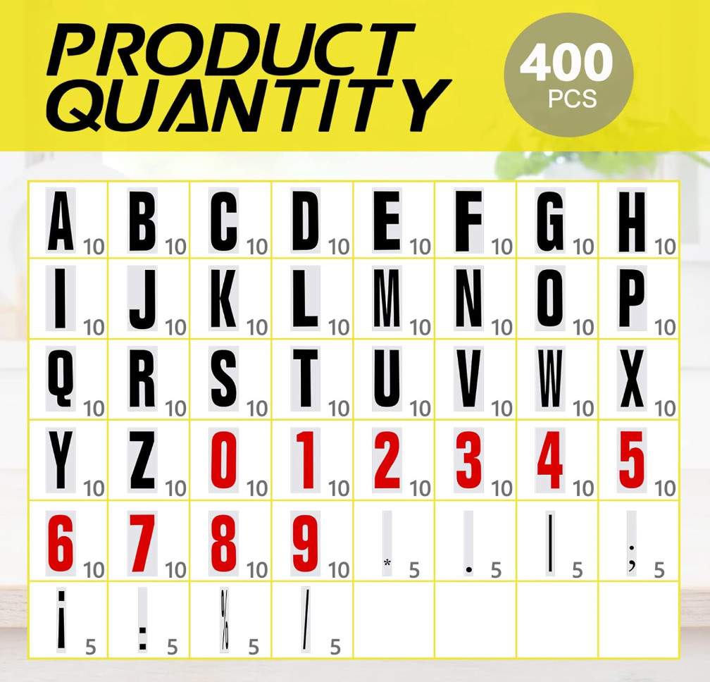 400 Pcs Marquee Sign Letters Flexible Plastic Letters on Flexible Panel for Outd