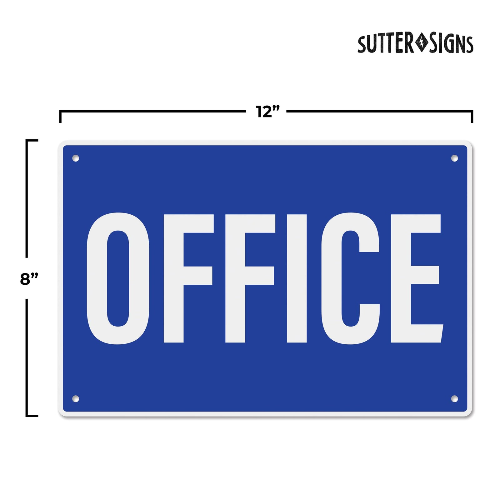 Office Sign Rust-free Aluminum 12×8 Inch Mounting Holes Business Wall Decor