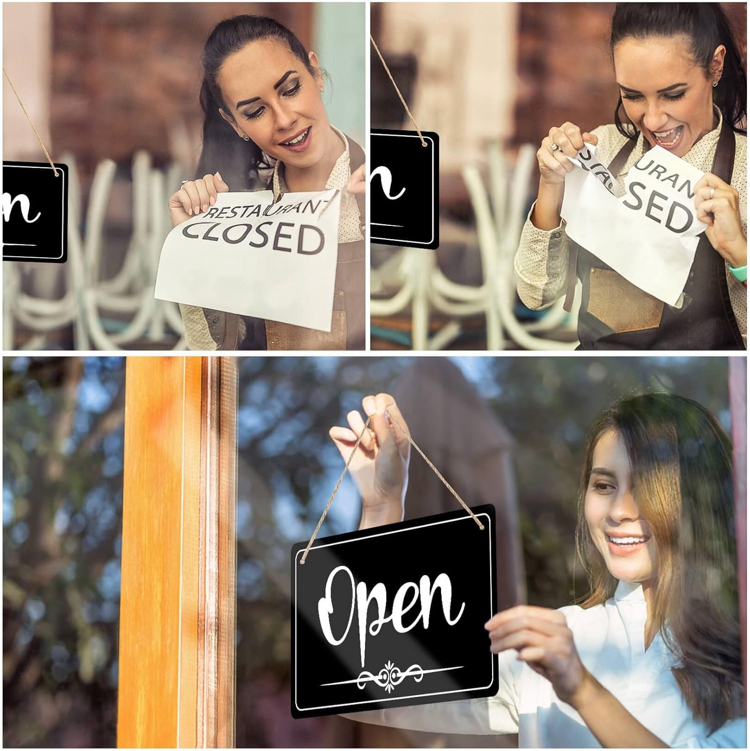 CARGEN Open Signs Double Sided Open Closed Sign Business Hours Sign Hanging Busi