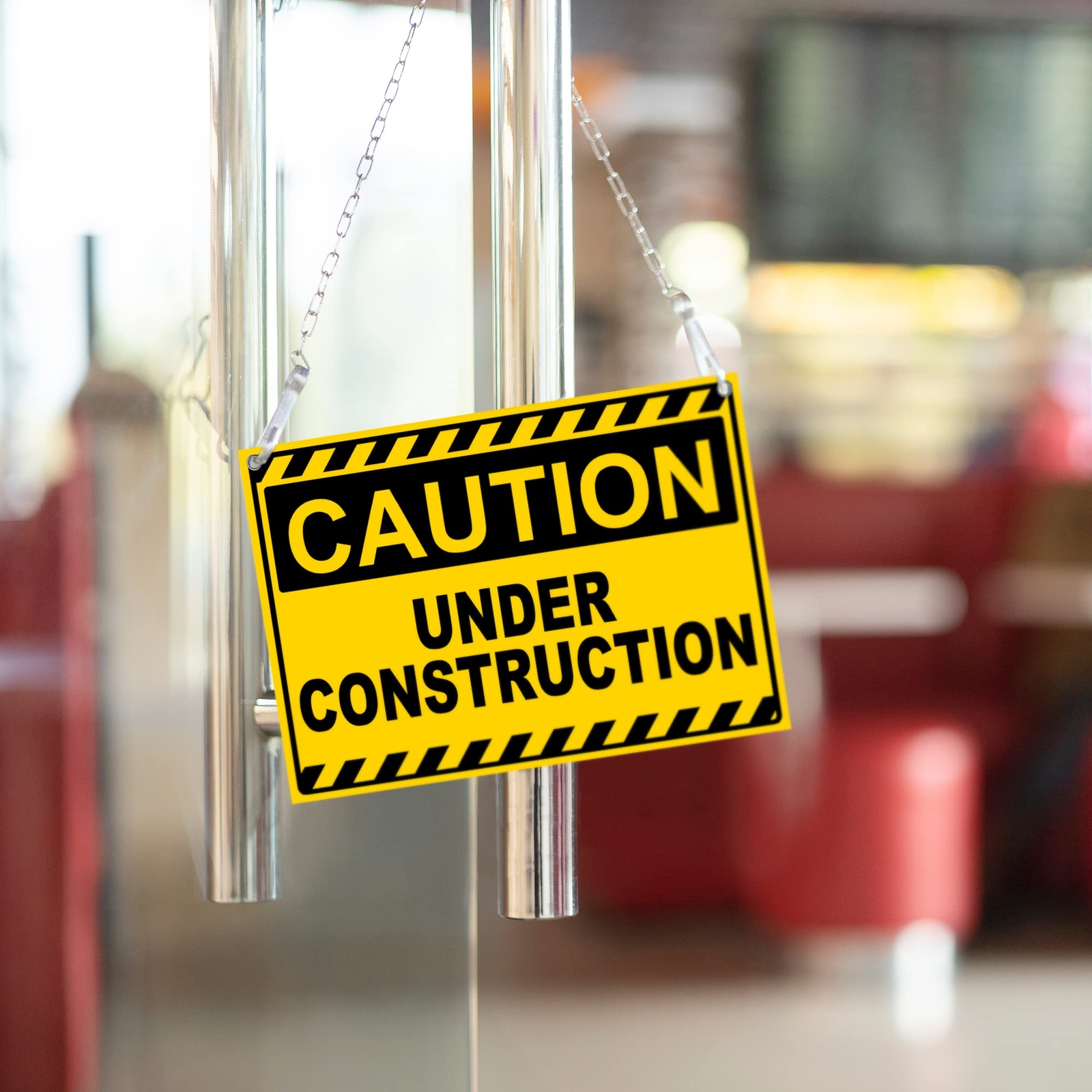 2-PC Under Construction Sign – 12 x 8 Coroplast Caution Area Signs with Grommets