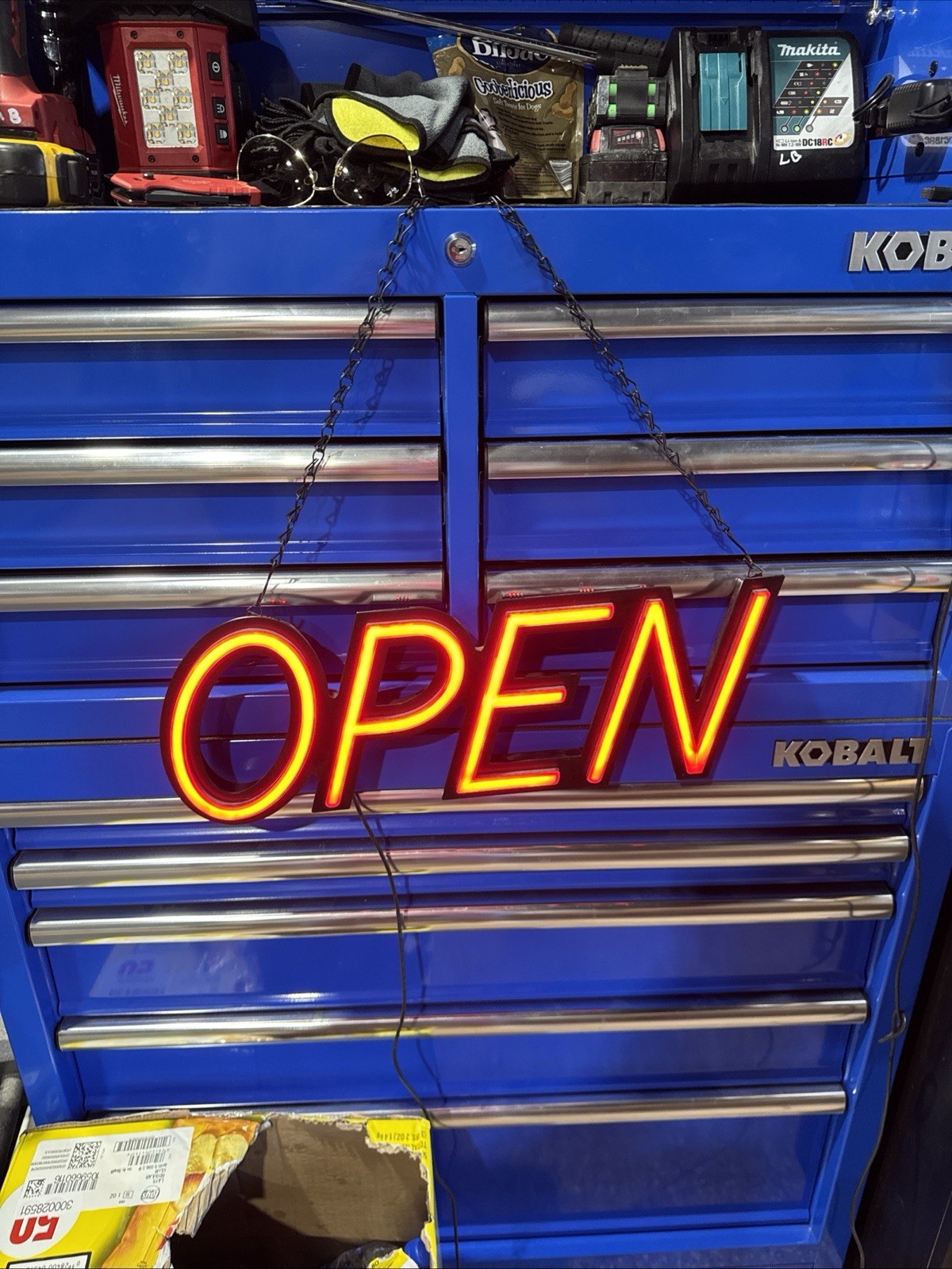 Optiva LED Signs Neon Store Window OPEN Sign w/Chain & Power Cord 22x8x2