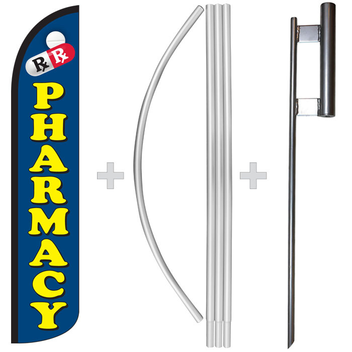 Pharmacy 15&prime; Tall Windless Swooper Feather Banner Flag & Pole Kit