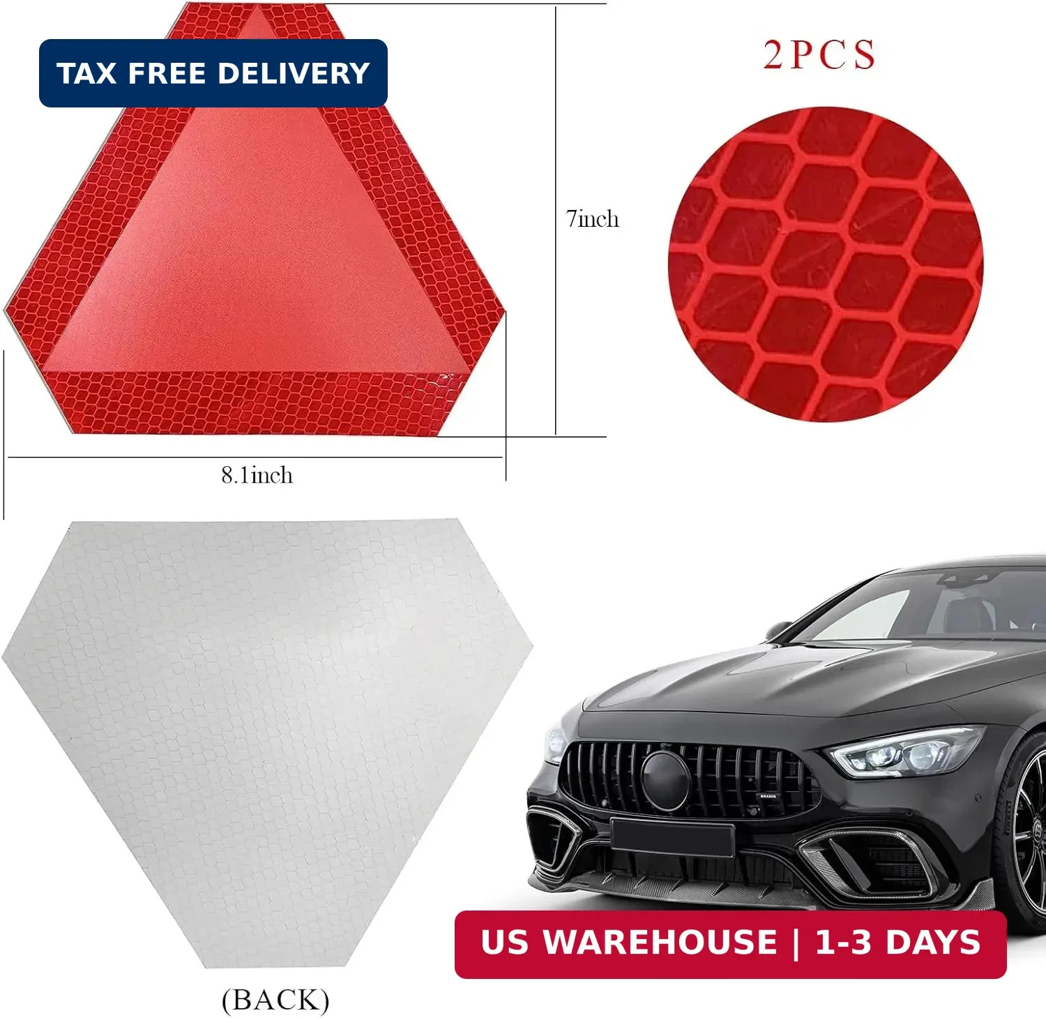 2 Pack Slow Moving Vehicle Triangle Sticker,8 X 7 Inch Diamond Grade Reflective.