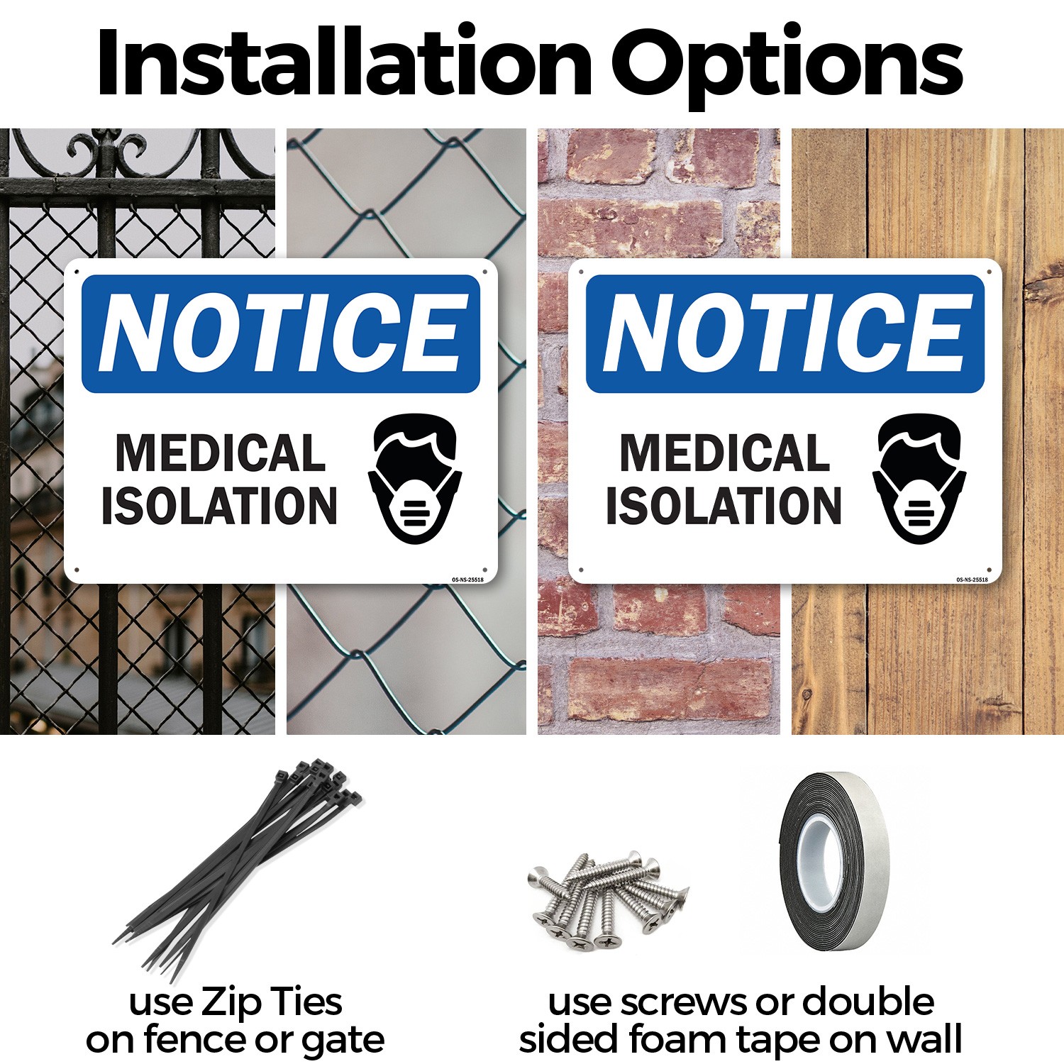 Medical Isolation Public Safety Sign Metal, Plastic, Or Decal – 5 or 10 Pack