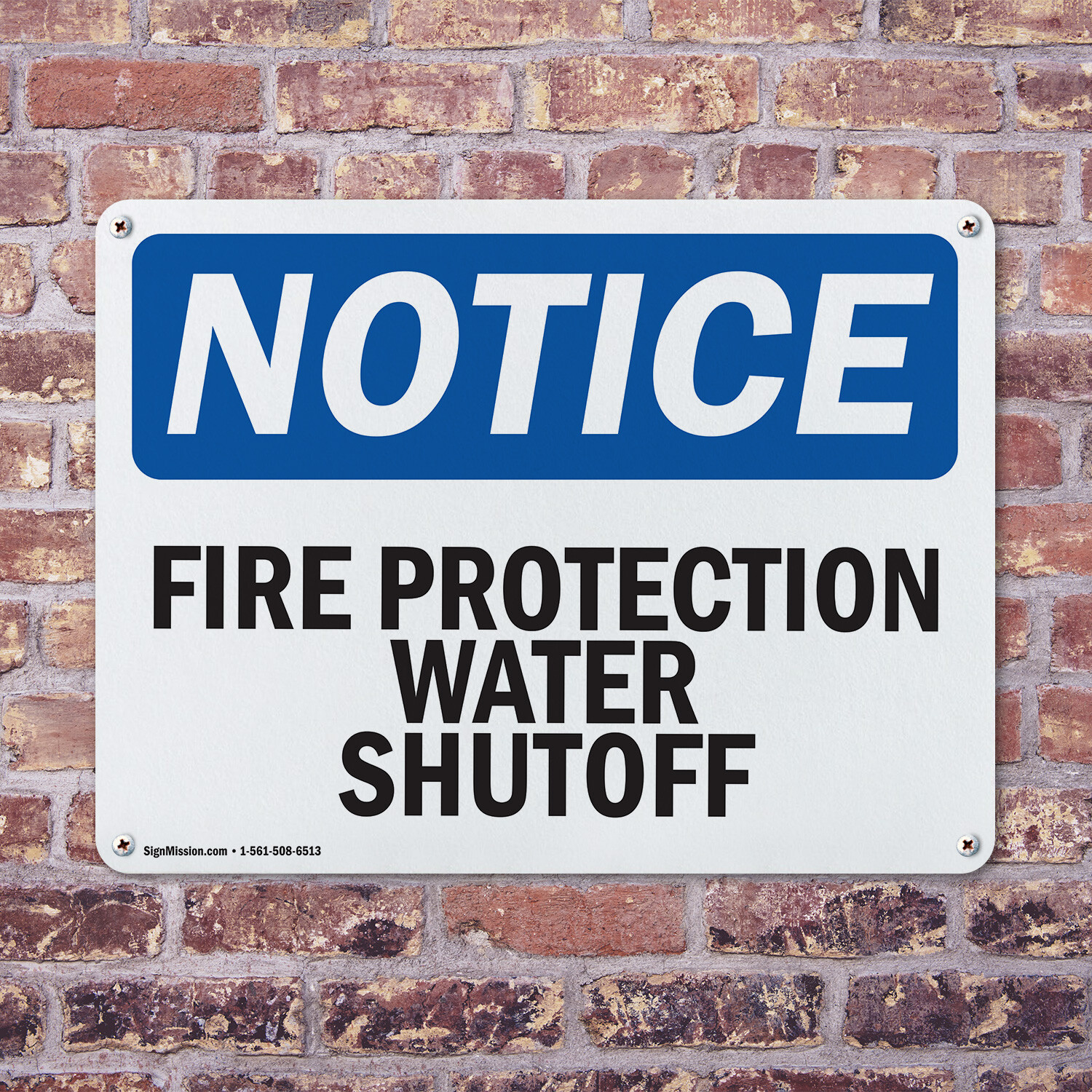 (2 Pack) Fire Protection Water Shutoff OSHA Notice Sign Decal Metal Plastic