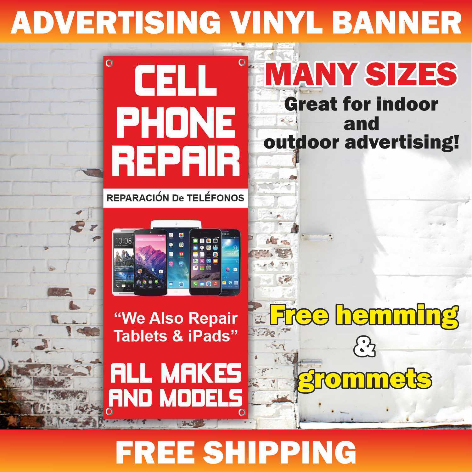CELL PHONE REPAIR Advertising Banner Vinyl Mesh Sign service fix laptop shop