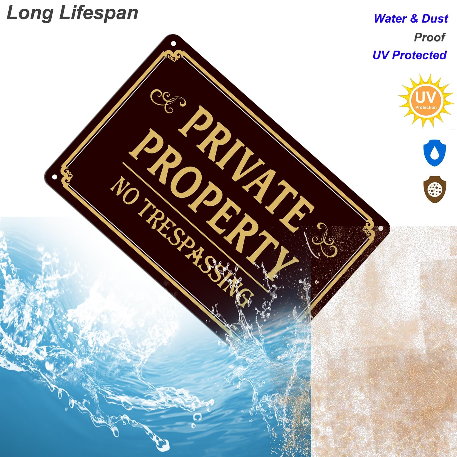 No Trespassing Sign Metal Private Property 8×12 Inches Heavy Duty UV Coated