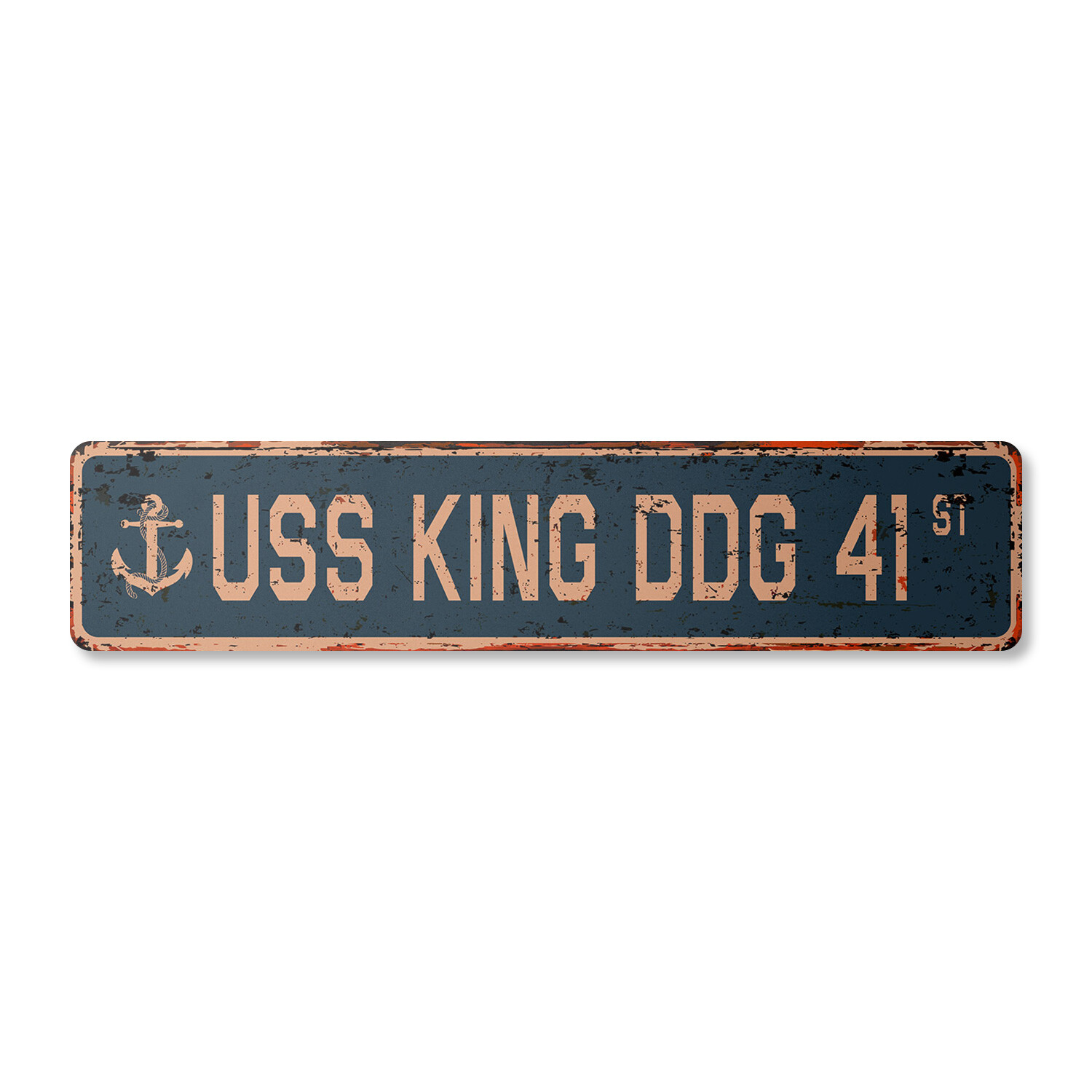 USS KING DDG 41 Vintage Street Sign us navy ship veteran sailor rustic gift