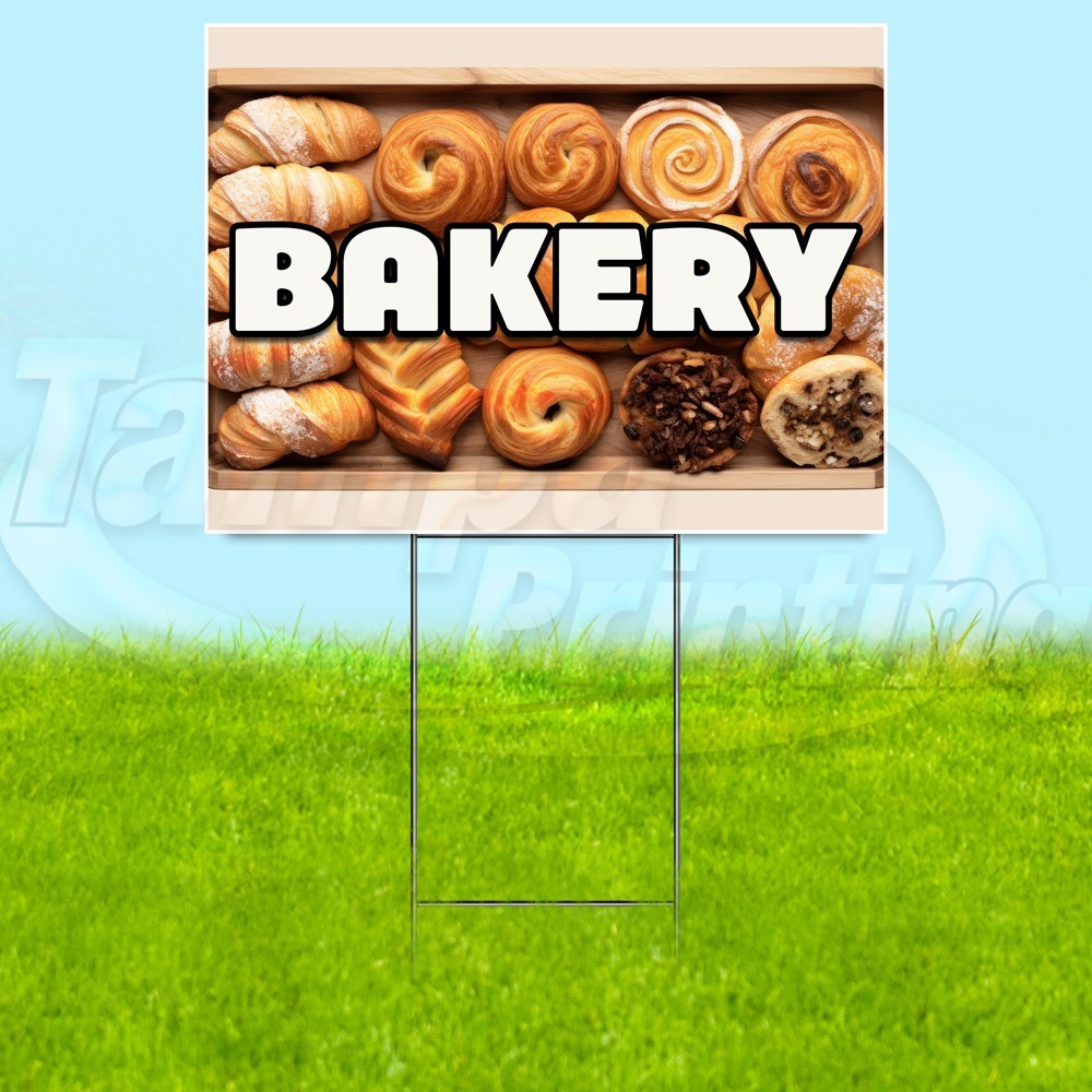 BAKERY 18×24 Yard Sign Food Dessert Plastic Corrugated WITH STAKE USA YS07872
