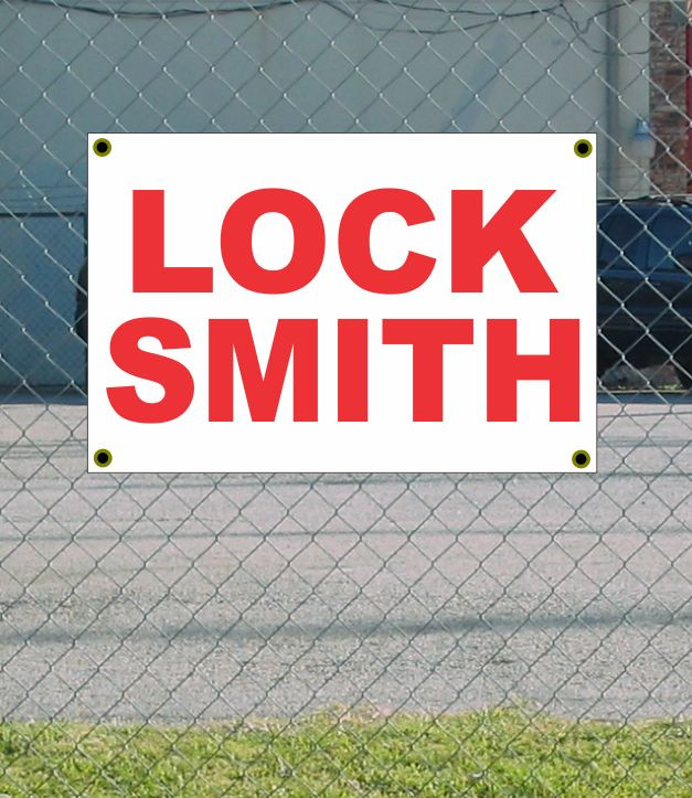 2×3 LOCK SMITH Red & White Banner Sign NEW Discount Size & Price FREE SHIP