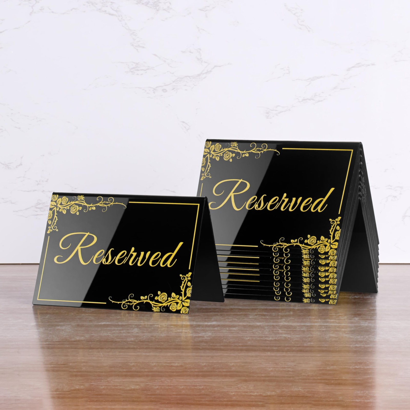 10 PCS Black Acrylic Double Sided Reserved Table Tent Sign Card 6×4 Inch