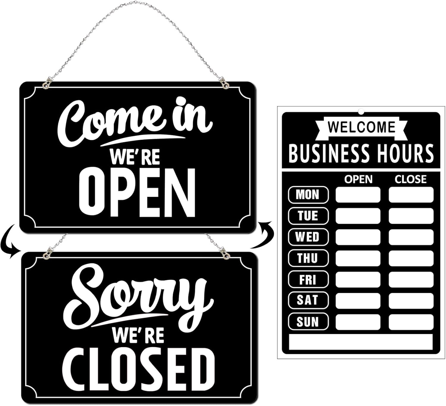 Open Closed Signs Business Hours Sign Set for Window Door Open Signs for Busi…