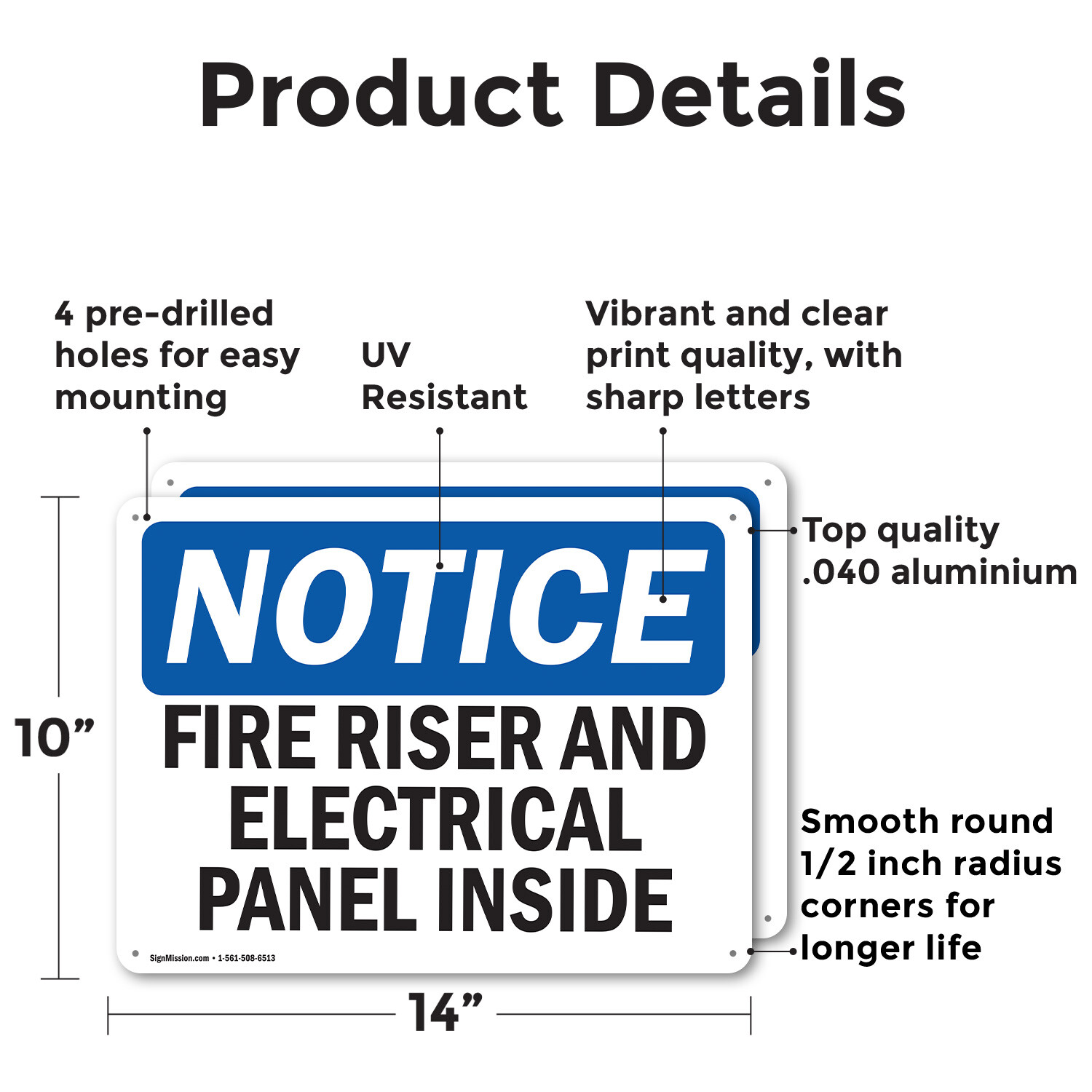 (2 Pack) Fire Riser And Electrical Panel Inside OSHA Notice Sign Decal Metal