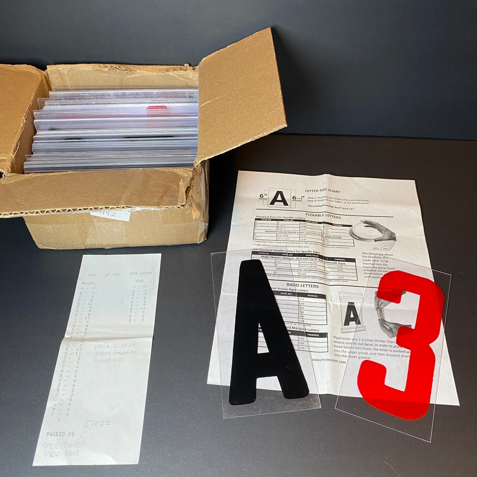 279 Outdoor Sign Condensed Flexible Flex Sign Letters Numbers 6&Prime; on 6 7/8&Prime; Set